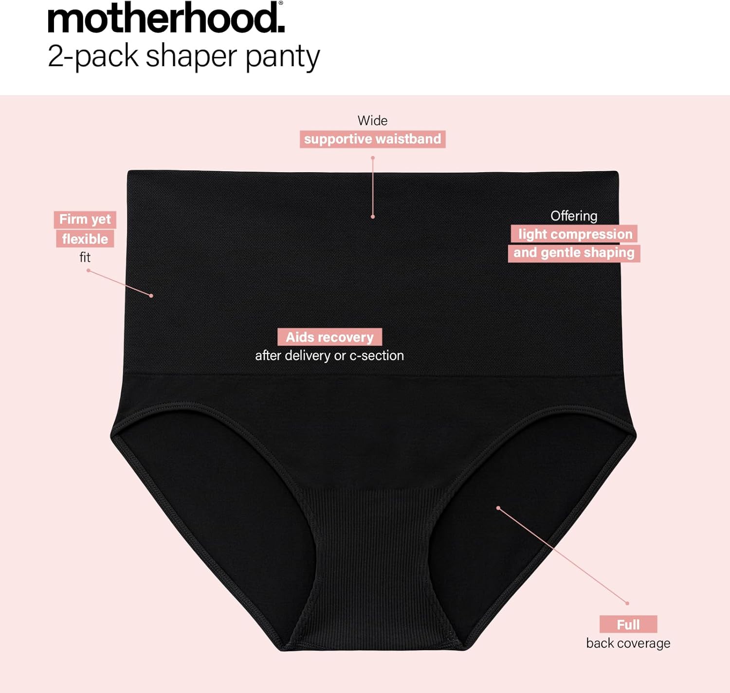 Motherhood Maternity womens Seamless Postpartum Shaper Panty , Belly Support Underwear , 2-pack - Image 2