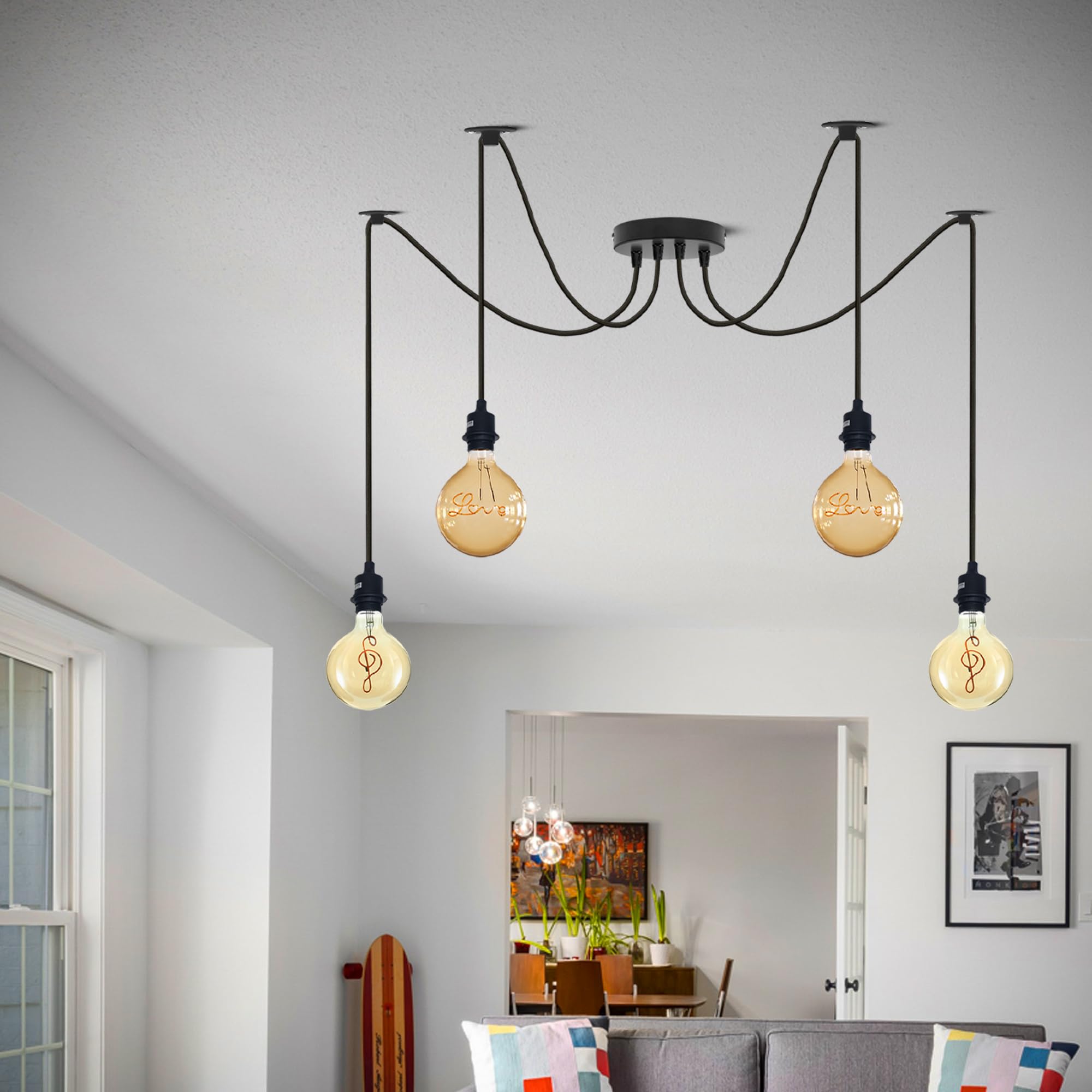 DC VOLTAGE 4 Light Pendant Light Metal Spider Ceiling Light