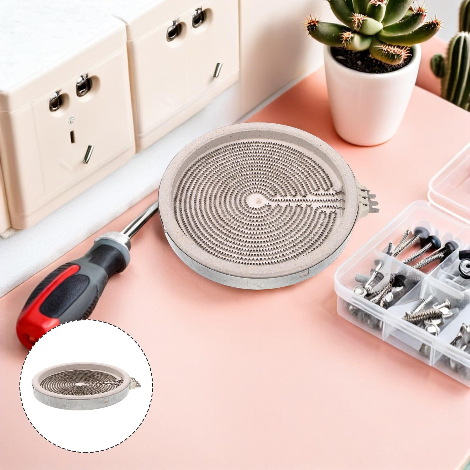 SHINEOFI Elemento Riscaldante per Piano Cottura Elettrico 20 CM Bobina di Ricambio Piastra Riscaldante per Cucina Elettrica Sostituzione Bruciatore per Uso Domestico e Ufficio