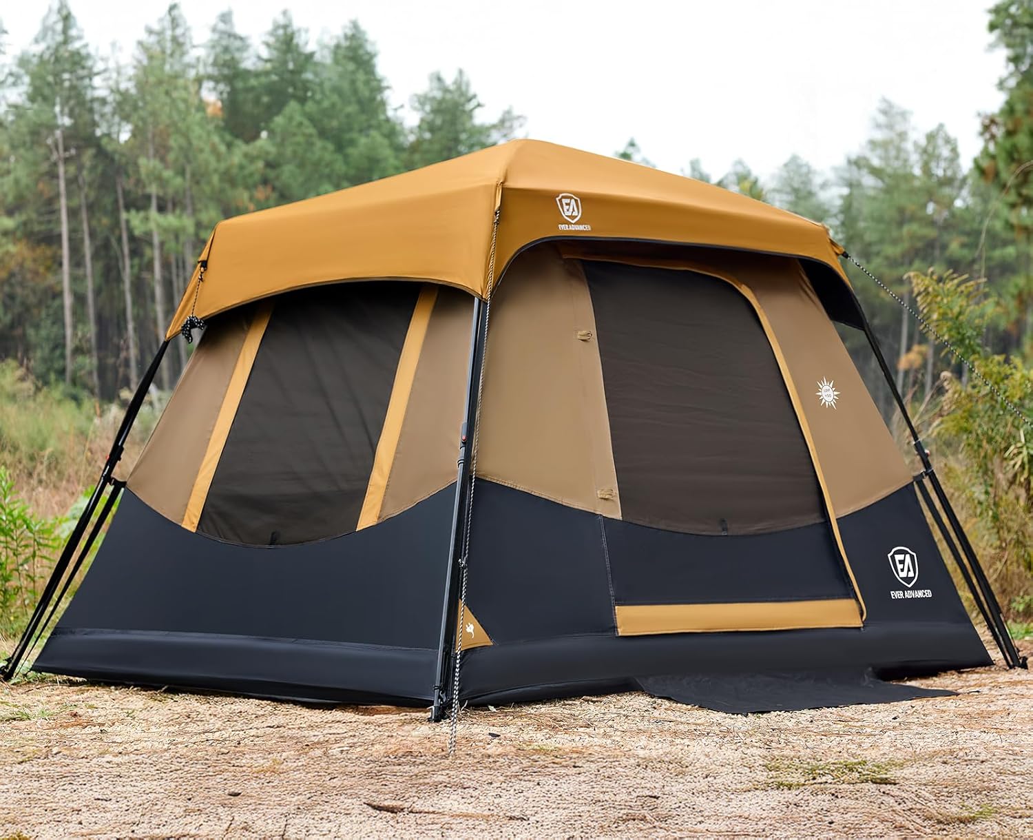EVER ADVANCED 4 Person Blackout Camping Tent, 60s Easy Setup