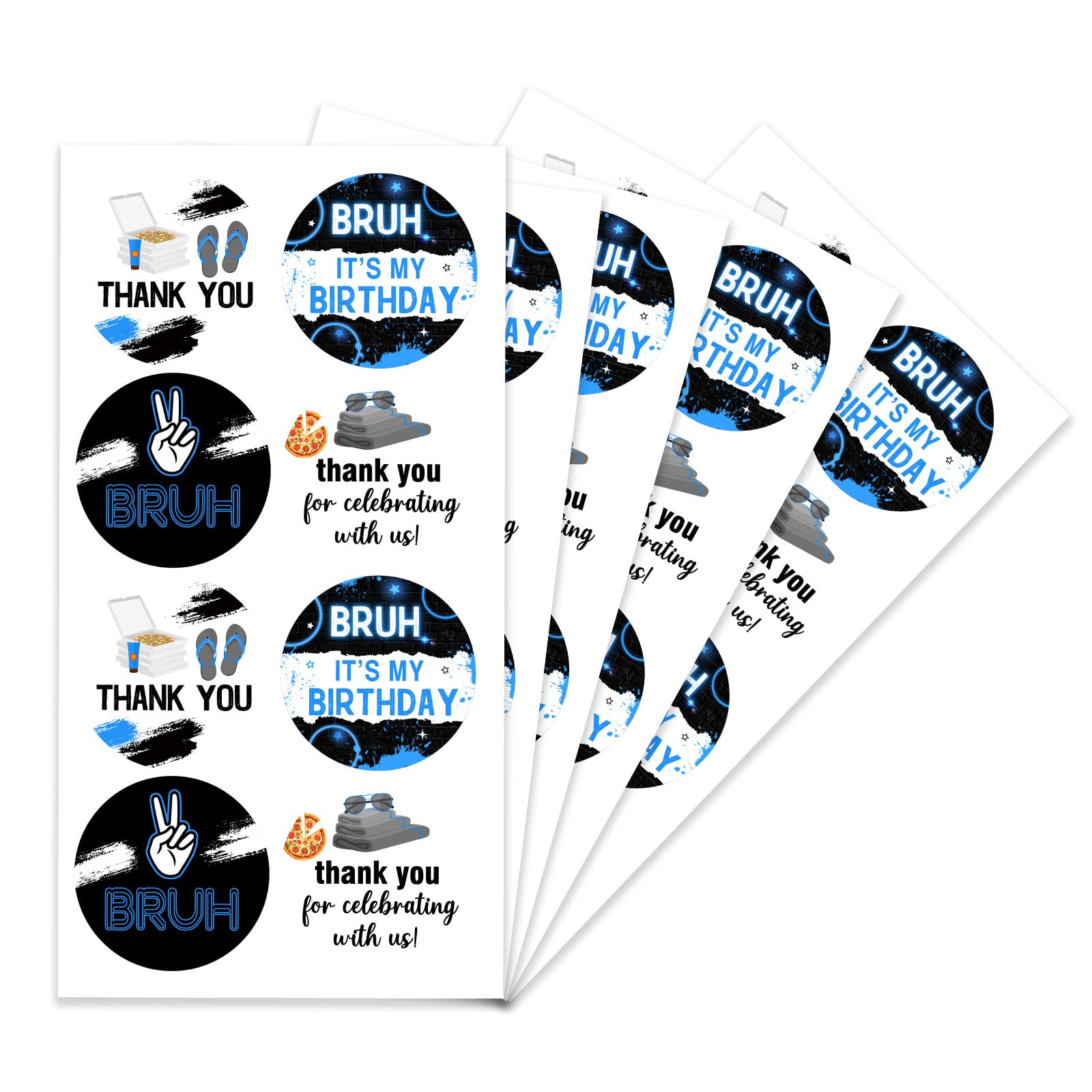 Autocollants anniversaire originaux et stickers ronds fête garçon de 5,1 cm