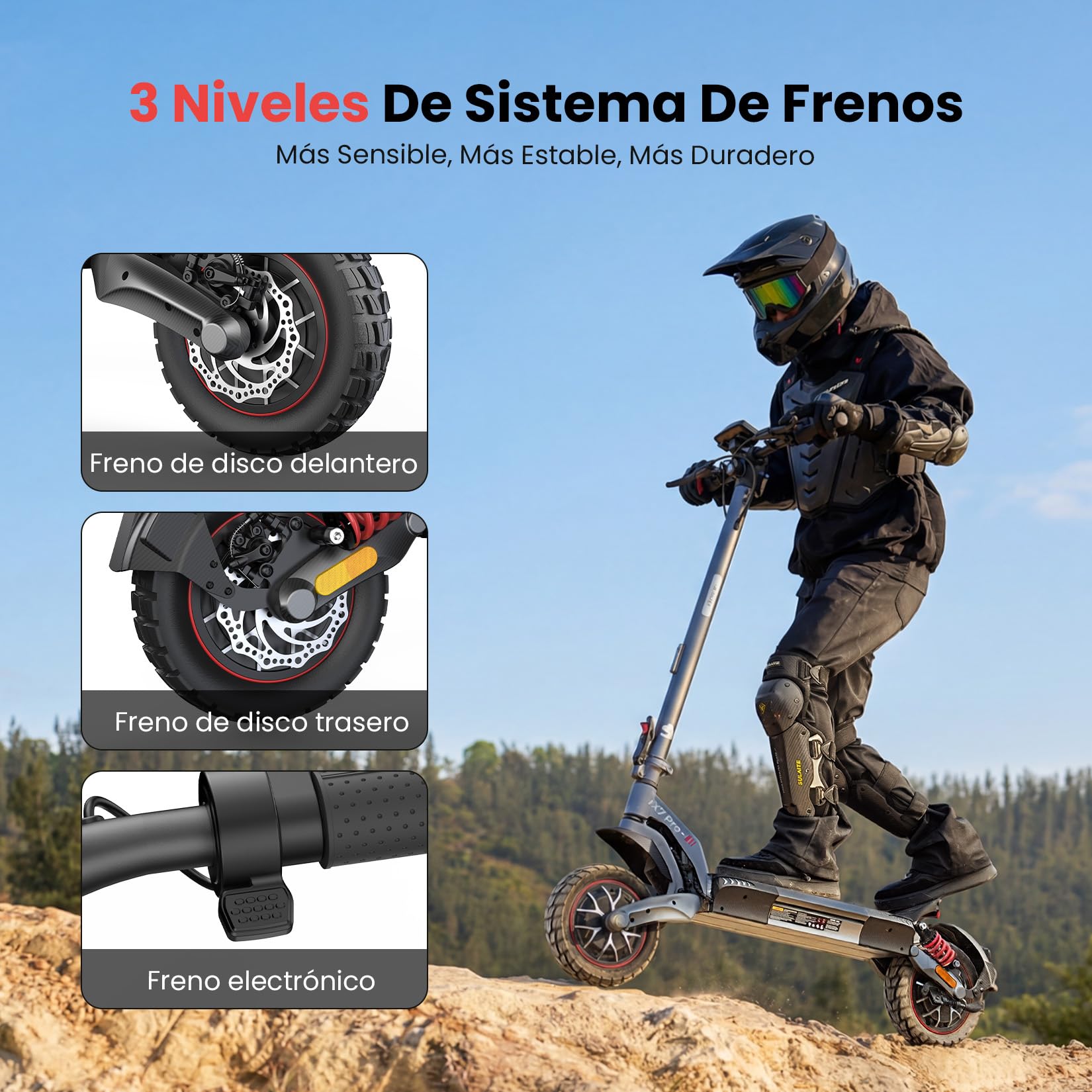 iScooter Patinete eléctrico Todoterreno iX7Pro, 500W*2 Doble Motor, Homologado DGT, 15AH Batería, Autonomía 55-60KM, Cerradura Electrónica, Smart App, Carga 150 kg, 4 Modos de Velocidad 10"