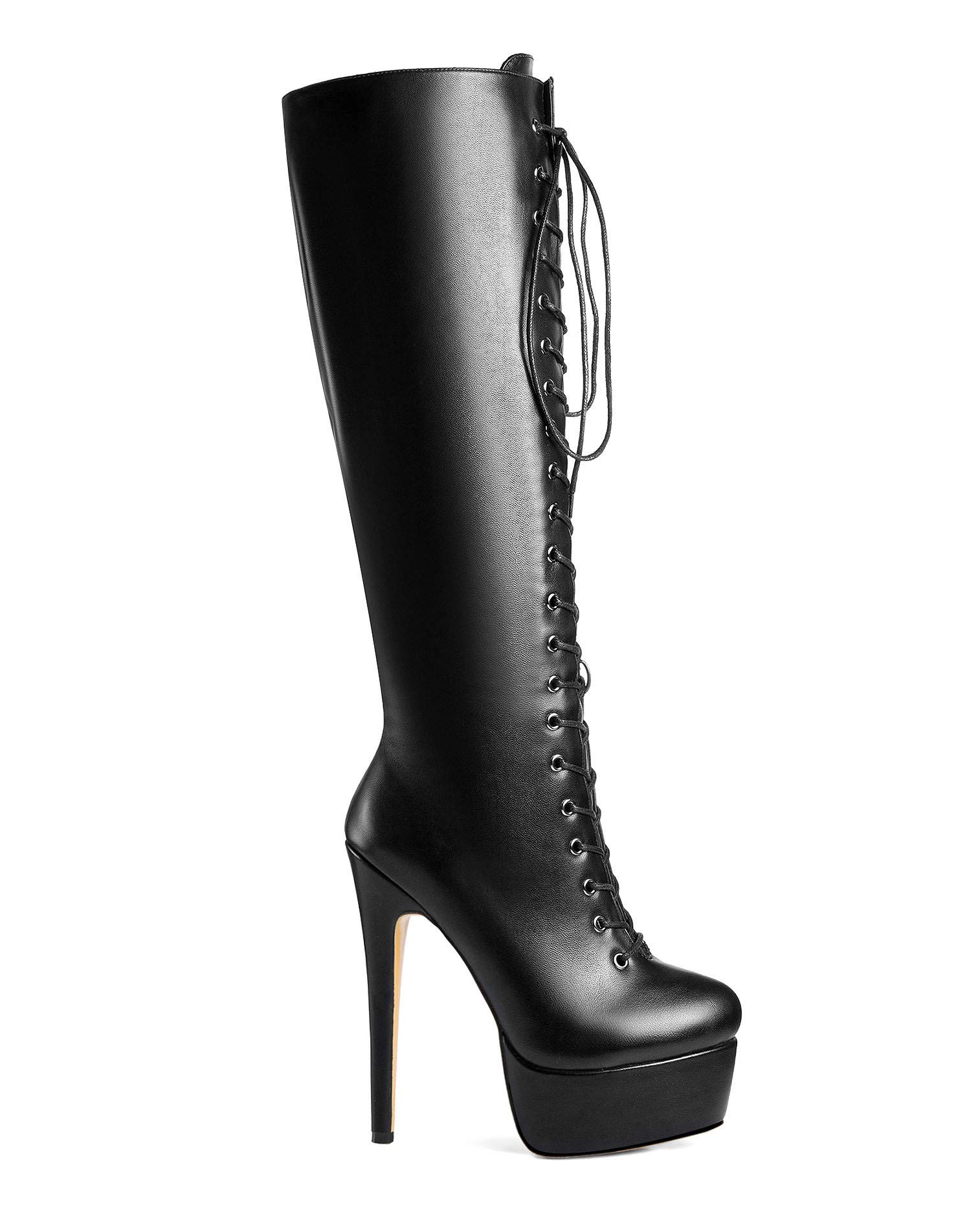 ANN CREEK Women's 'Niwen' Knee High Sexy Fashion Ultra High Stiletto Heels Platform Lace Up Boots