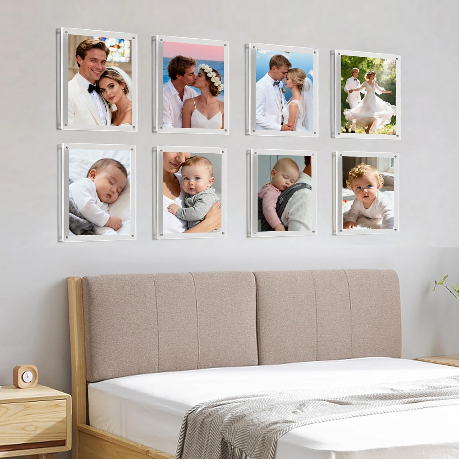 Kalami 3 Pack 8.5x11 Acrylic Wall Mount Picture Frame Self Adhesive with Black Screws, Floating Frameless Clear Frame for Photographs Artwork Diploma Certificate or A4 Letter Document Display