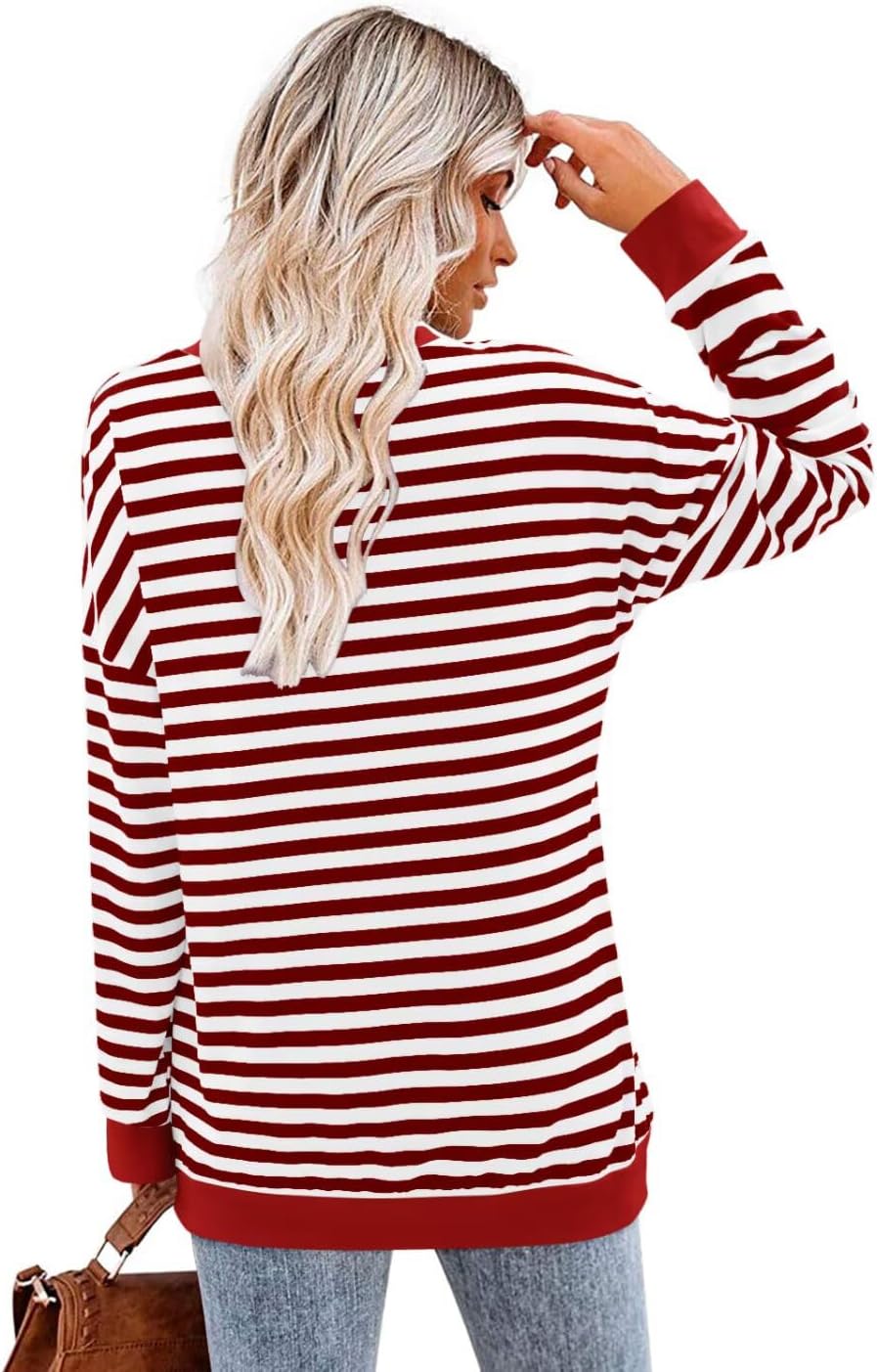 Magritta Women's Long Sleeve Leopard Color Block Tunic Comfy Crewneck T Shirt Tops Black XL - Image 4