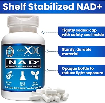 Genex Formulas NAD+ 250mg Serving 60 Capsules Nicotinamide Adenine Dinucleotide (Actual NAD+ Not a Precursor) (1)