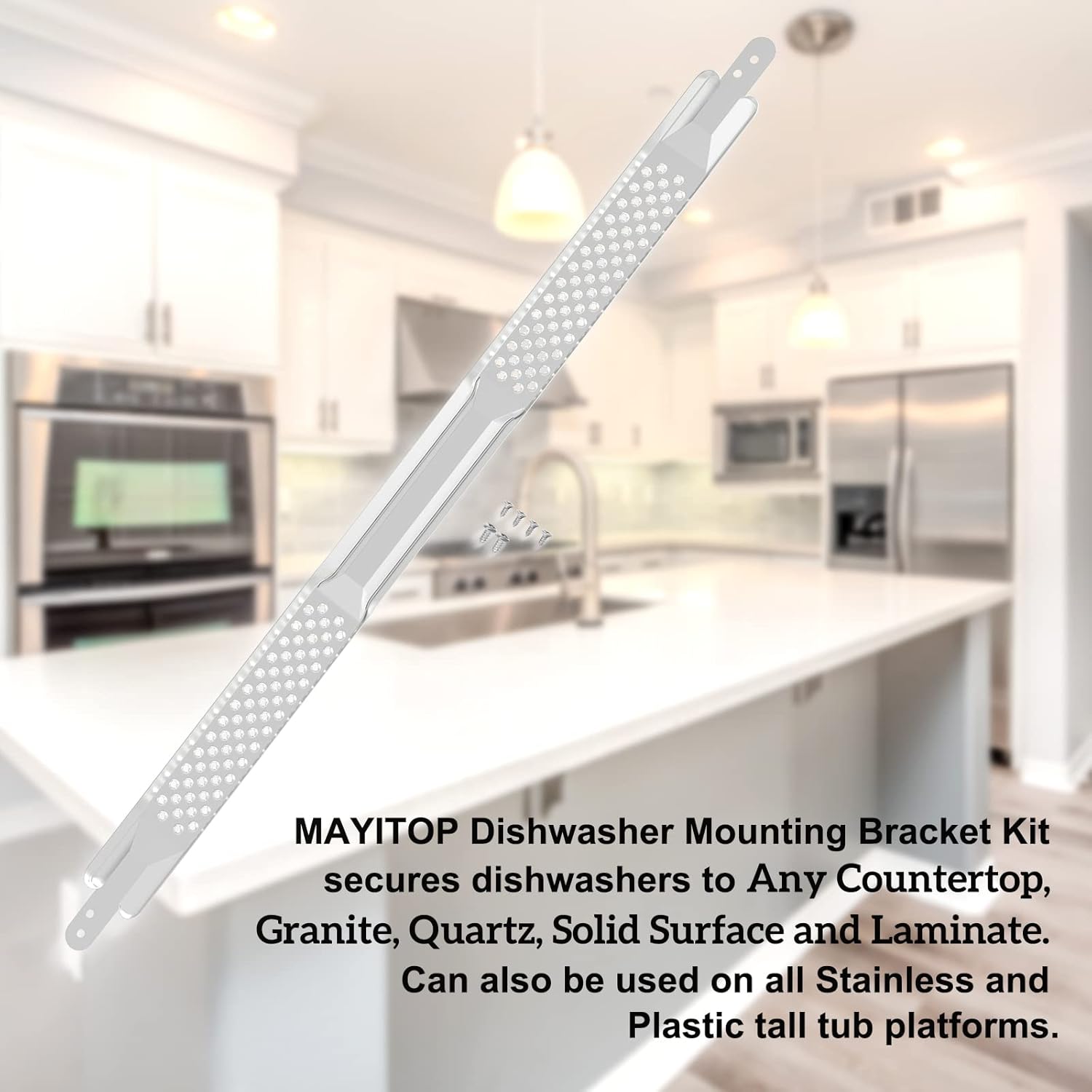 MAYITOP 24 Inch Dishwasher Granite Mounting Brackets & Kits - Upgrade Your Install for Whirlpool W10426979 & Granite Countertops - Easy & Secure