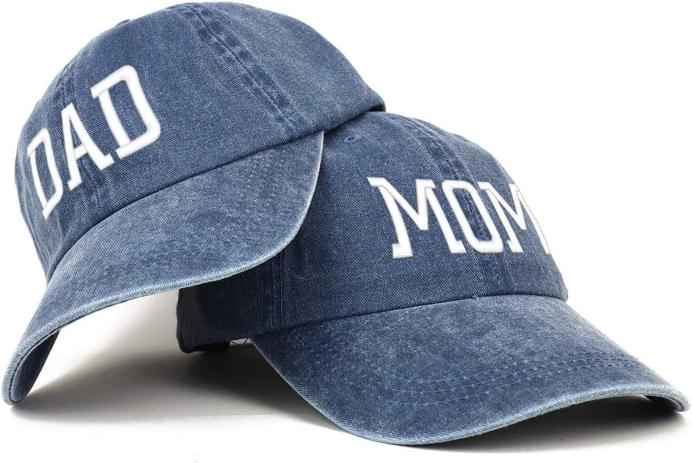 Trendy Apparel Shop Capital Mom and Dad Pigment Dyed Couple 2 Pc Cap Set