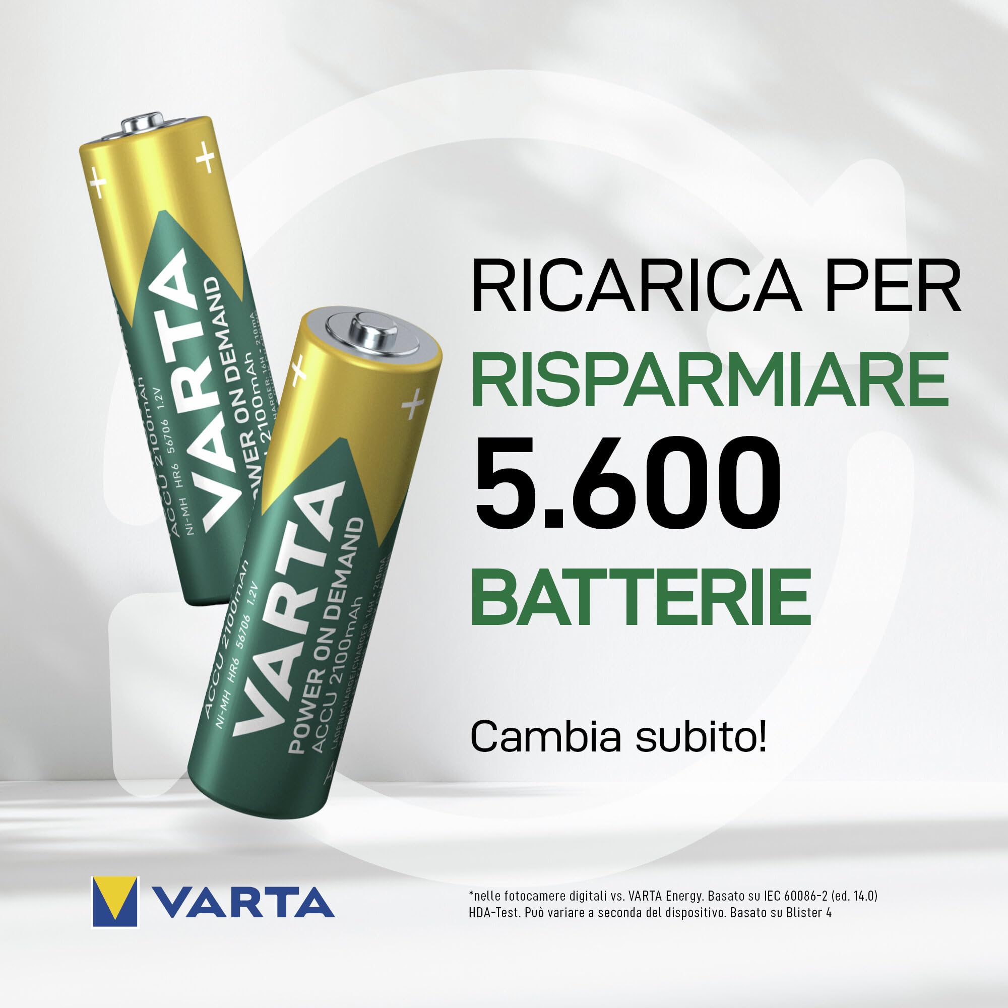 VARTA Pile AA, ricaricabili, confezione da 16, Recharge Accu Power on Demand, batteria ricaricabile, 2100 mAh Ni-MH, senza effetto memory, precaricate, pronte all'uso [Esclusivo su Amazon]