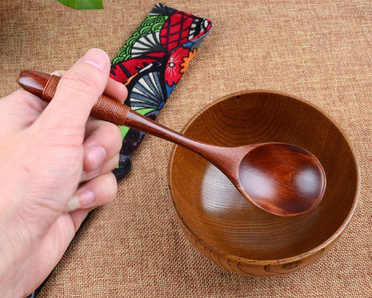CTOBB Lot Cucchiaio di Legno di bambù Cucina casalinghi Strumento Soup cucchiaino Ristorazione Cuchara De Madera Creativa # qB02, A, Stati Uniti