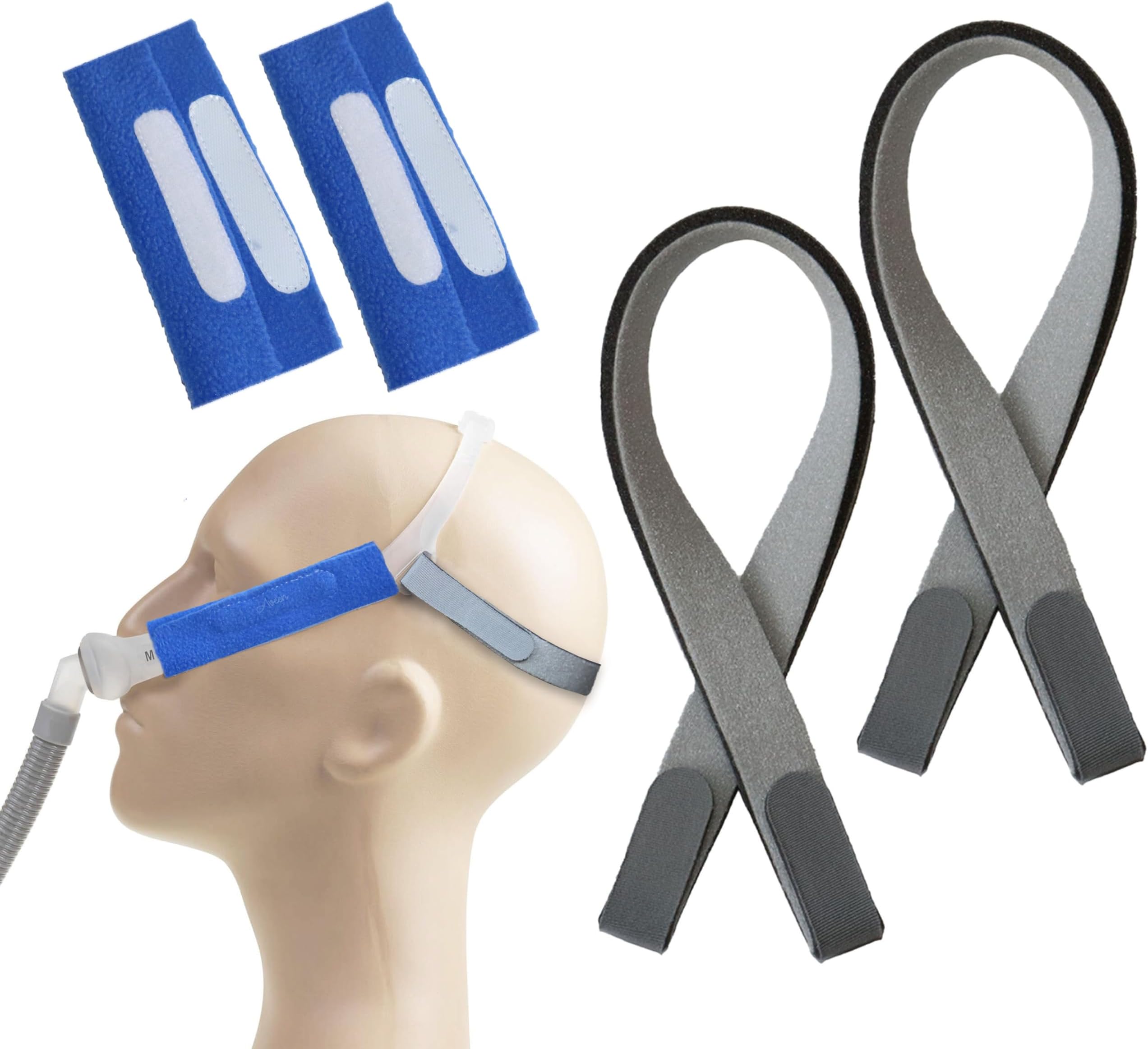 2-Pack CPAP Headgear Straps with 2 CPAP Covers, Compatible with ResMed Swift FX Nasal Pillow CPAP Mask