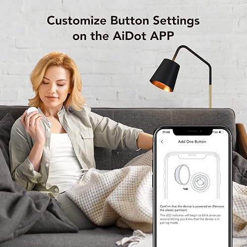Miniatura 3 de OREiN Bombillas inteligentes, mini interruptor, control remoto de botón, exclusivo para bombillas inteligentes Aidot, interruptor de atenuación, sin