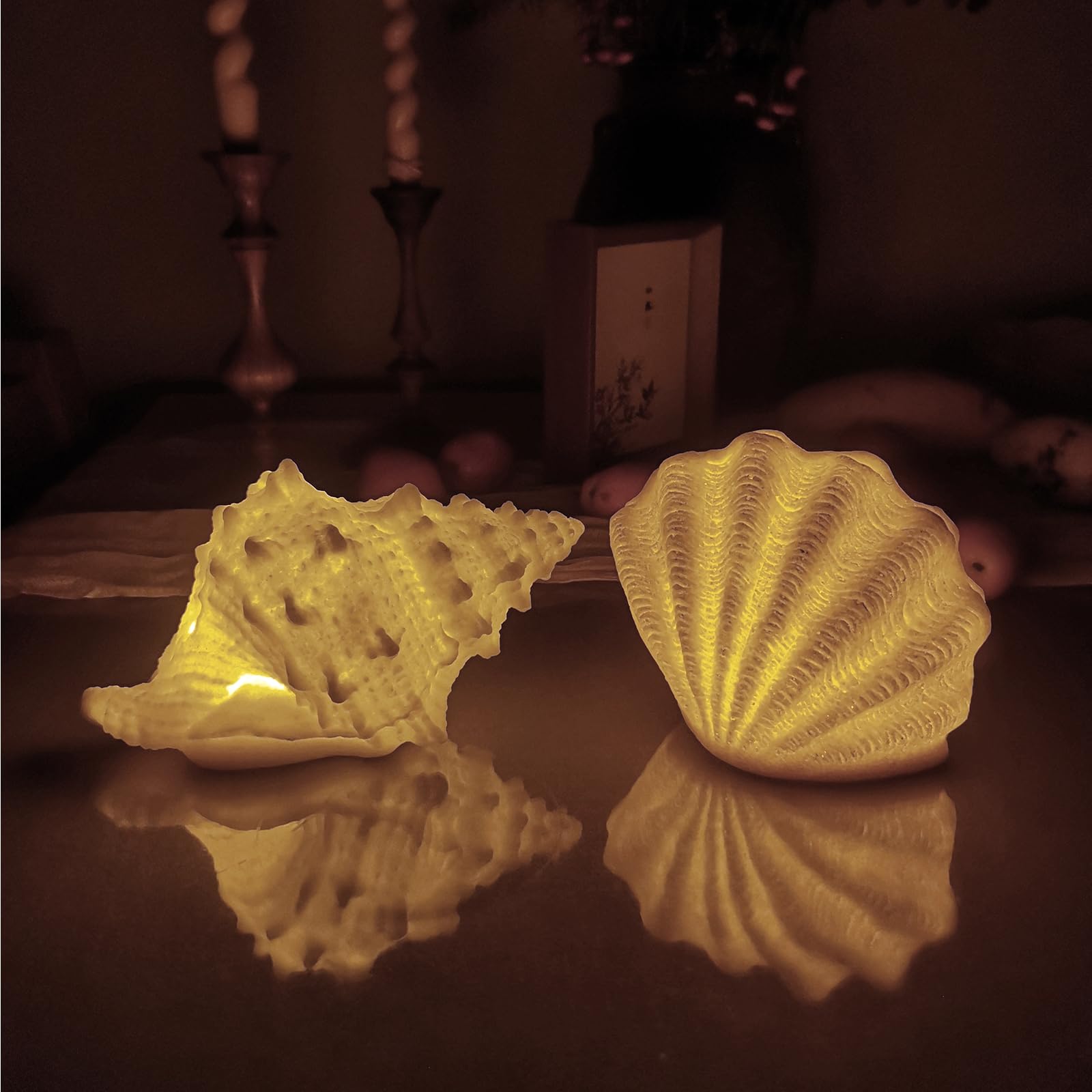 Luci notturne a conchiglia alimentate tramite USB, luce notturna a LED a forma di conchiglia, luci notturne a tema spiaggia, decorazione per bambini e adulti, camera da letto, comodini