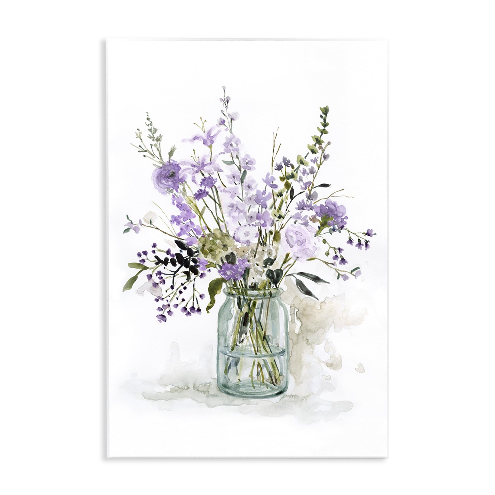 Stupell Industries Mixed Purple Botanicals Traditional Flower Arrangement Painting Wood Wall Art, Design By Carol Robinson
