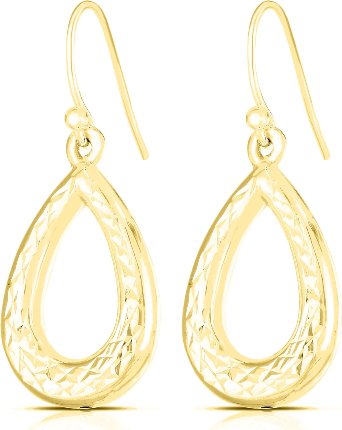 Savlano 925 Sterling Silver Diamond Cut Tear Drop Earrings - 18K Gold Plated Earrings for Women Comes with a Gift Box - Made in Italy - Image 3