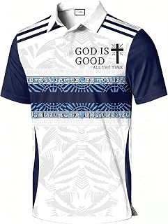 Men's Golf Polo Shirt, Faith Cross Print, Short Sleeve, Christian Graphic All-Over Print, Regular Fit