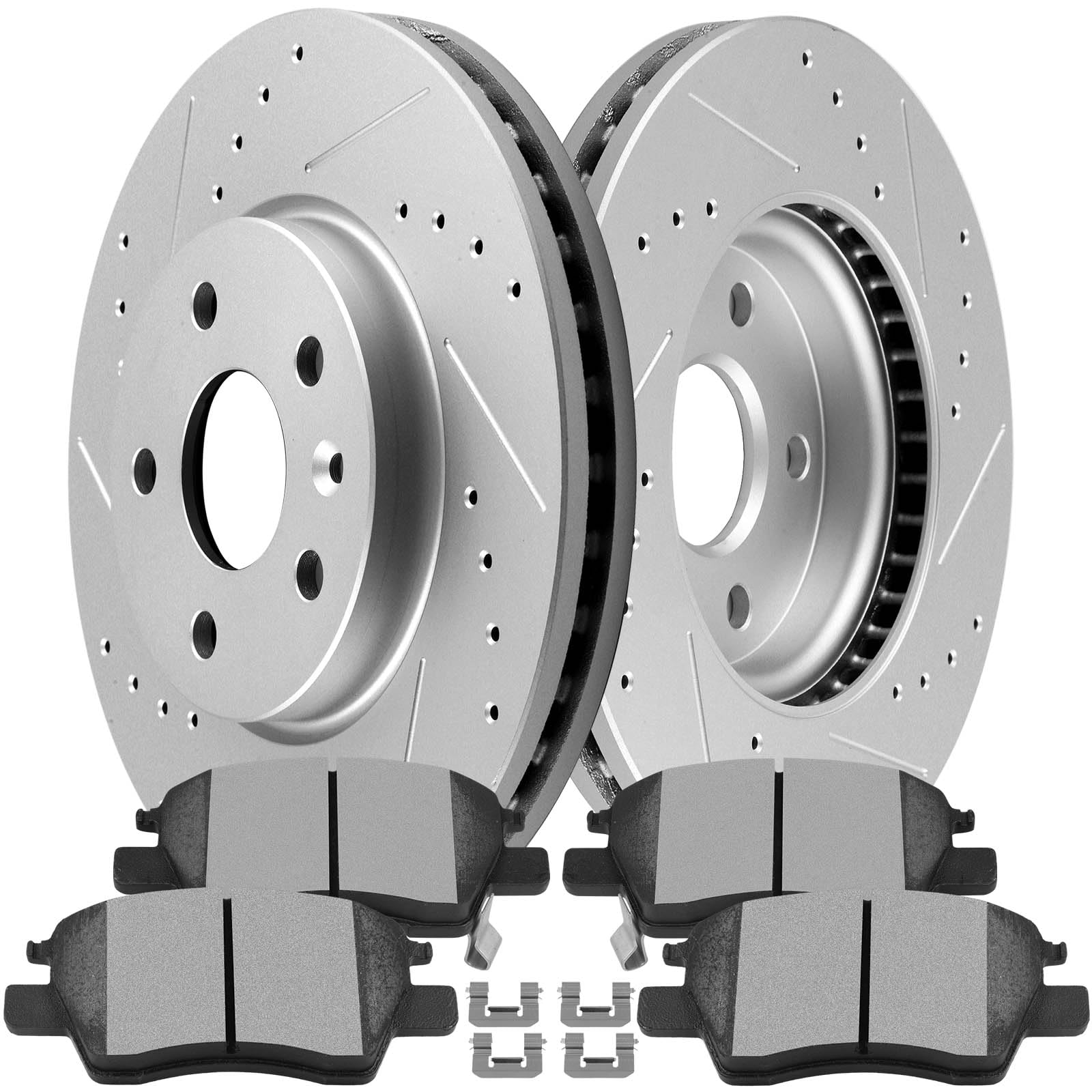 SCITOO Brake Kits Front Drilled Slotted Rotors and Ceramic Pads