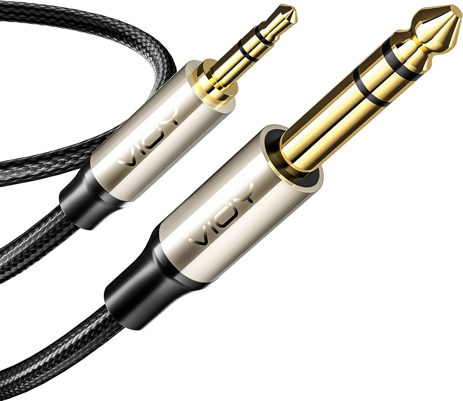 VIOY 3.5 mm to 1/4 Audio Cable 5 FT, 1/4" Male to 1/8" Male Stereo TRS Bidirectional Audio Jack Cable Compatible for Headphone, Amplifiers, Mixing Console, Laptop, Home Theater
