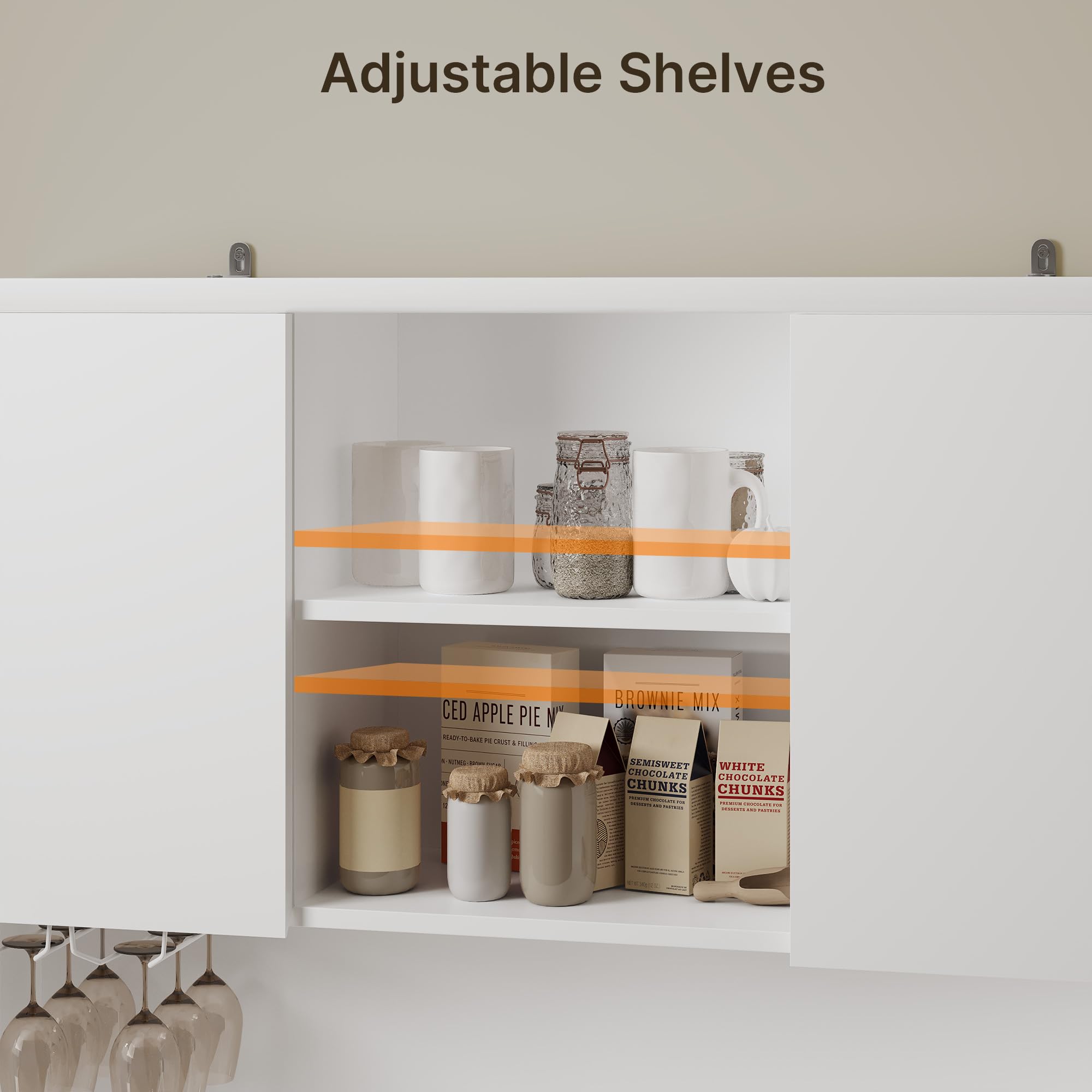 Xbro Alacena de Cocina, Mueble Cocina con LED y Enchufe, Blanco | 5 Puertas y 1 Cajones, Regleta, Encimera para Microondas, para Cocina, Comedor, Salón, 172x40x107 cm