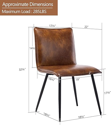 Miniatura 3 de DUHOME PU Leather Dining Chairs Upholstered Chairs Set of 4 Side Chair Yellowish-Brown amarillento-marrón,Camello,Marrón oscuro