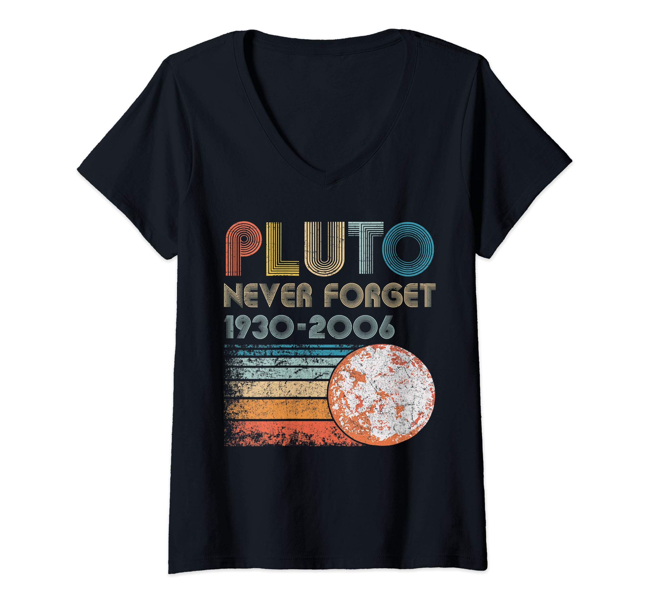 Retro Science Gear StoreWomens Pluto Never Forget V-Neck T-Shirt