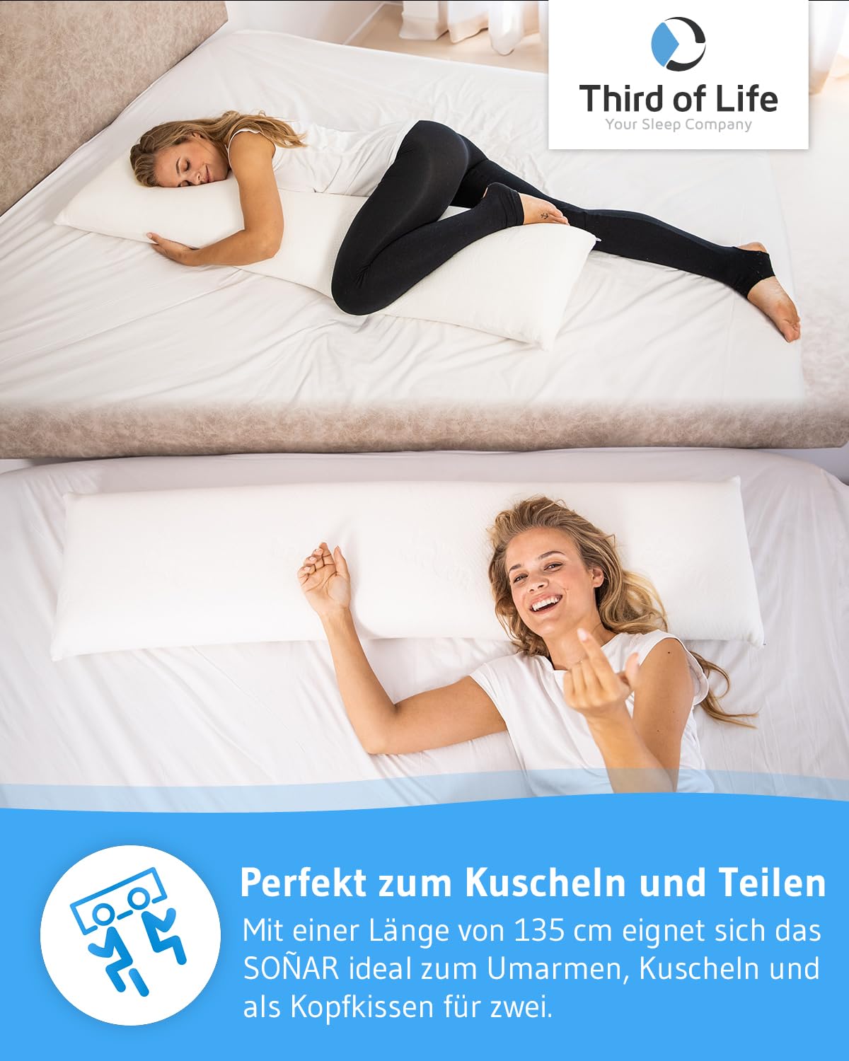 SLEEPMED – SWISS TECHNOLOGY BEDDING SLEEPMED hoofdkussen schuim van visco-gelschuim, traagschuim kussen orthopedisch voor reizen en thuis, zijslapers, hypo-allergeen, 55 x 43 cm, wit