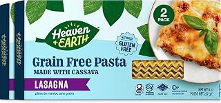 Heaven & Earth Grain-Free Cassava Lasagna Pasta, 8oz (2-Pack) - Paleo, Vegan, Gluten-Free, Kosher for Passover