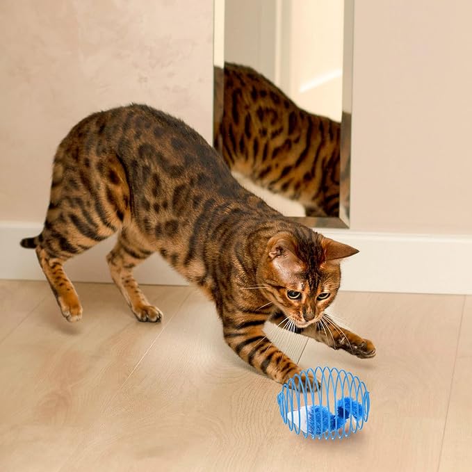 Jecery 5 Piezas Juguetes Gato Resorte, Ratón Azul Blanco miniatura 6
