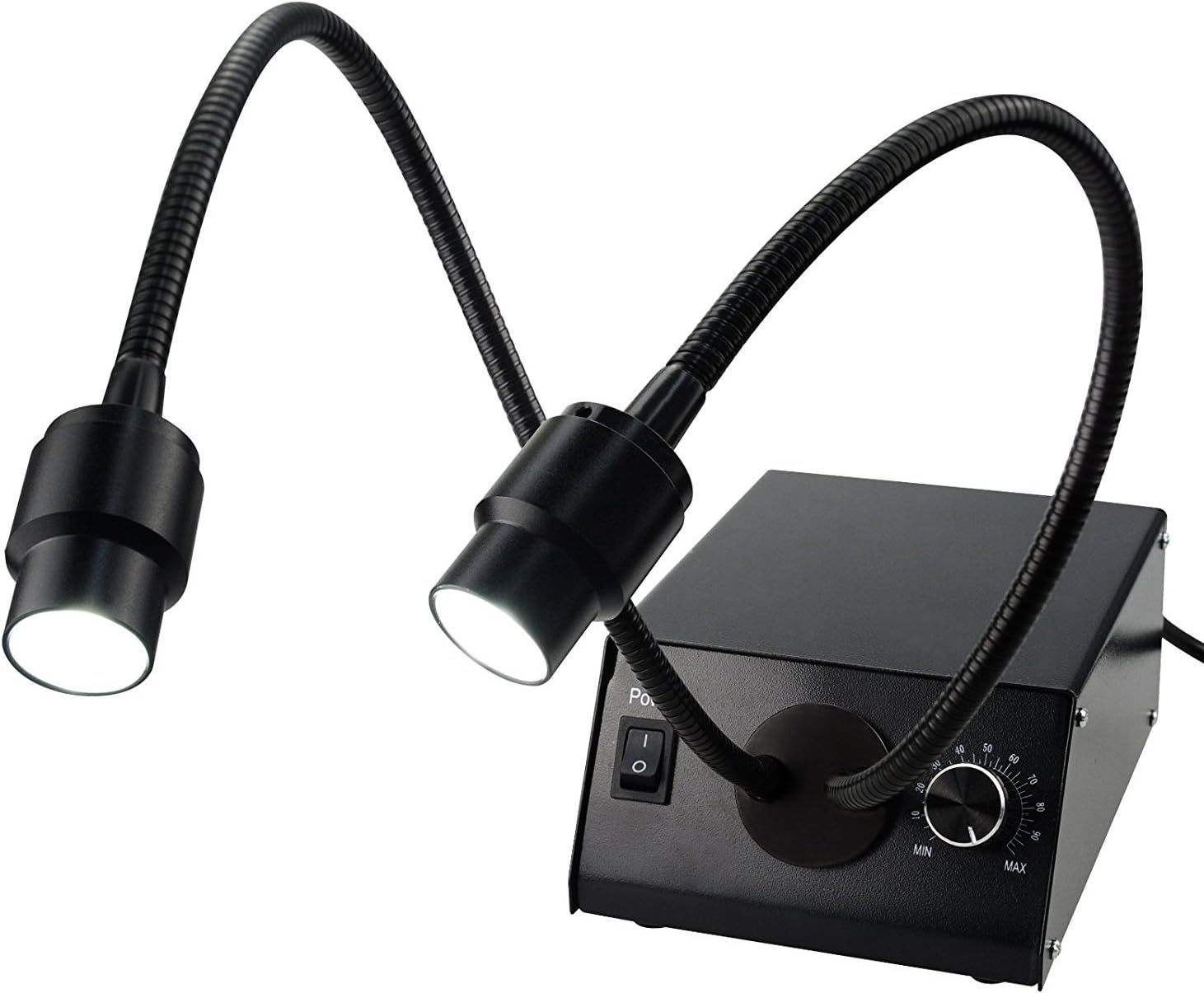 Cold LED Dual Gooseneck Lights Microscope Illuminator with Dimmer, 6500K, Cold Light Source, Stable Shadow-free Lighting, Adjustable Brightness & Flexible Direction