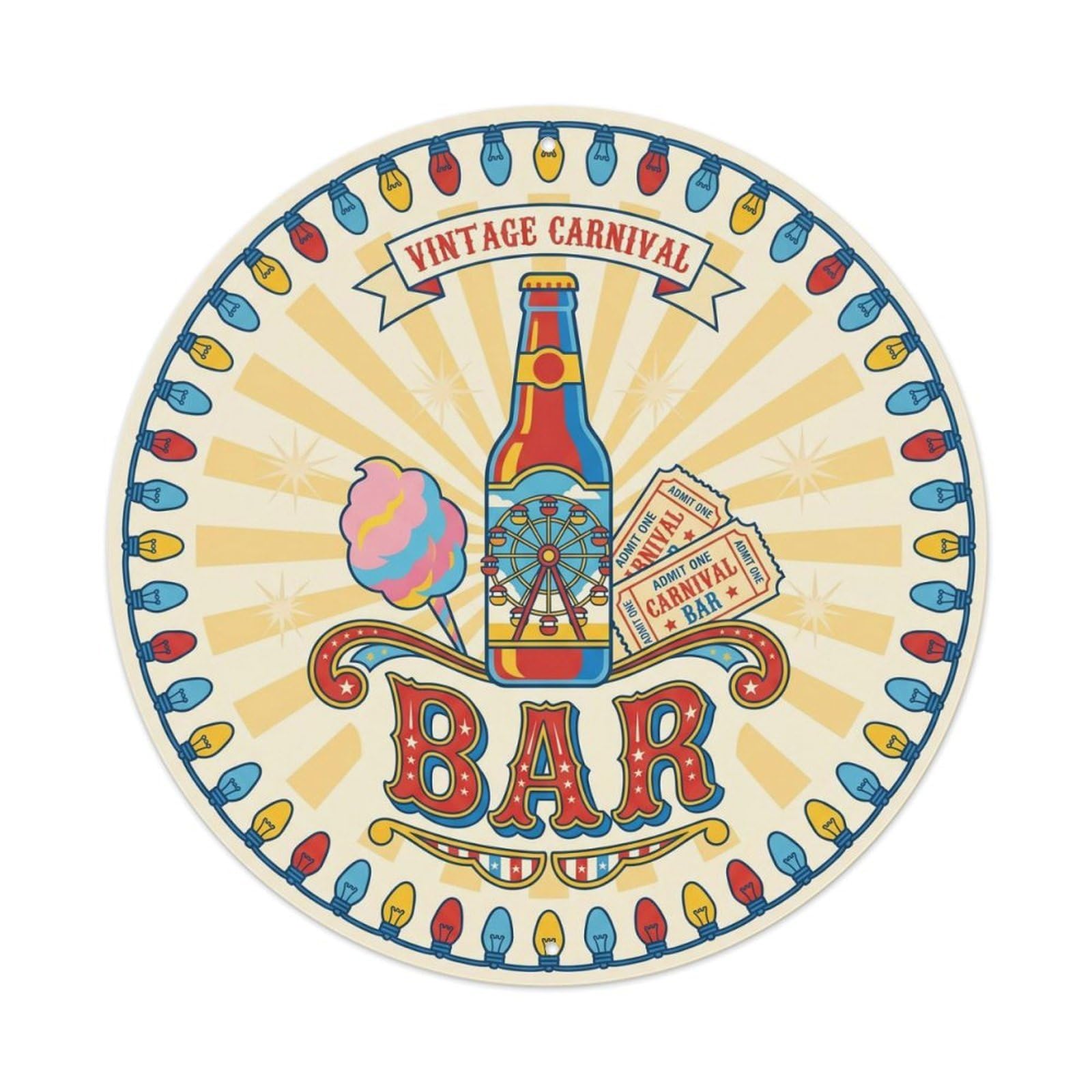 BAR Vintage Carnival Plate Metal Tin Sign Plaque