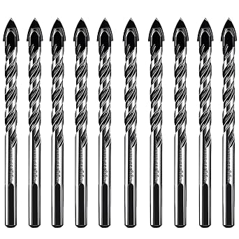 6MM Masonry Drill Bits, 10PC 1/4 Concrete Drill Bit Set for Tile,Brick, Plastic and Wood,Tungsten Carbide Tip Best for Wall Mirror and Ceramic Tile...