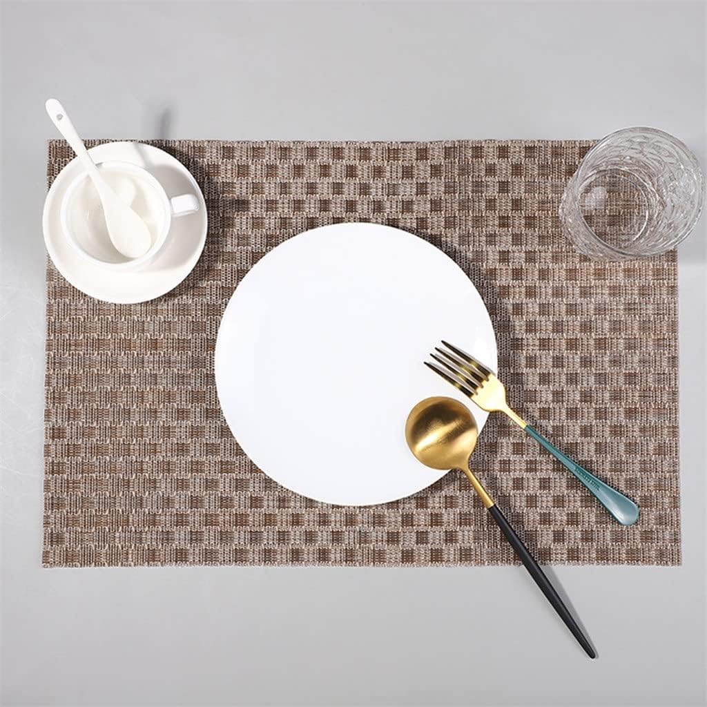 European Placemats Washable PVC Dining Table Set Woven Mat Western Placemat Coaster Non-Slip Mat(D)