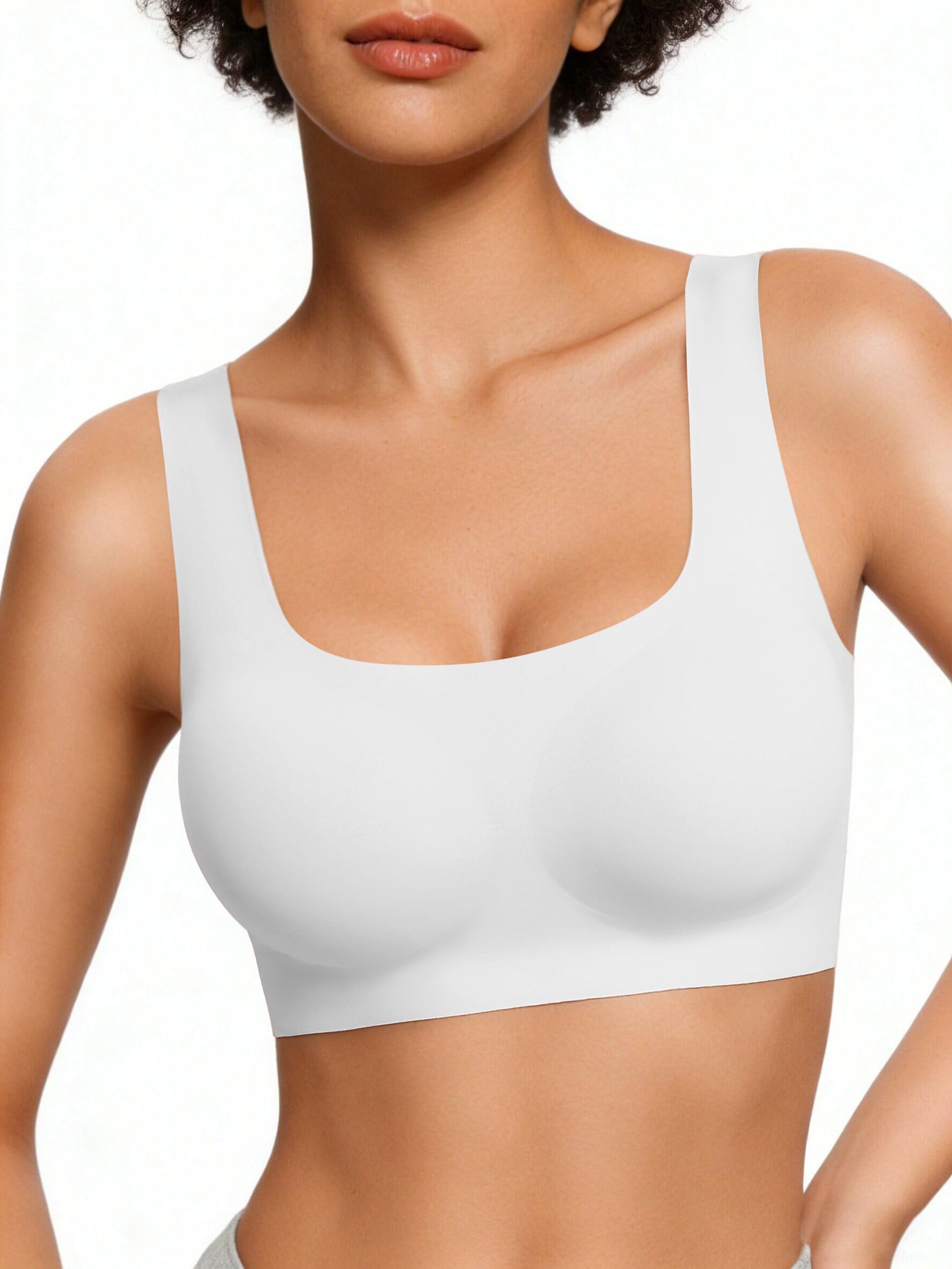 Women's Comfy Pullover Wireless Bra Seamless Bralettes No Underwire T Shirt Wirefree Wide Straps Sleep Everyday Bras