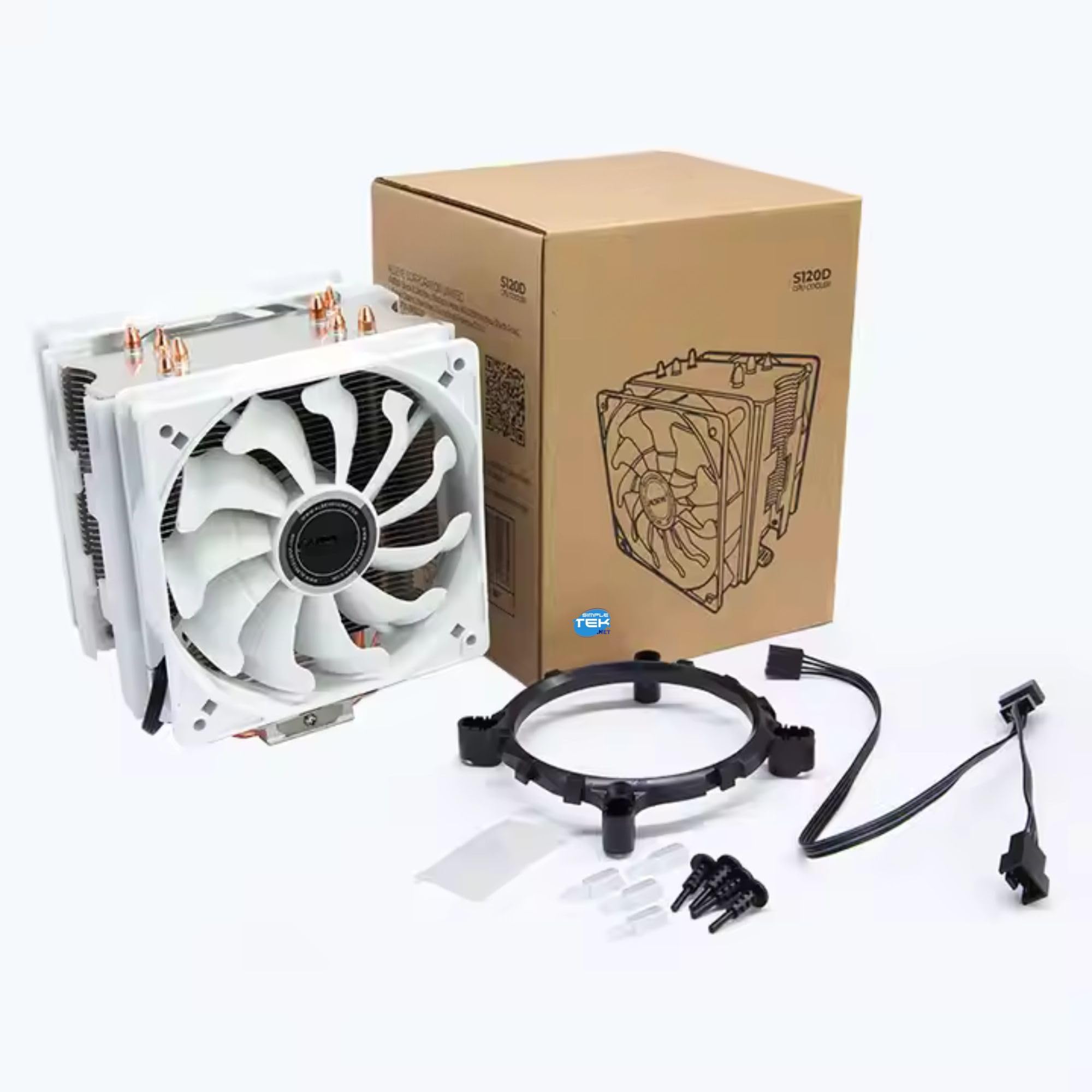SIMPLETEK - Disipador de aire CPU S120D-W blanco | LGA 1700 1200 775 1151 1150 1155 1156 | AM5 AM4 AM3 | TPD hasta 180 W