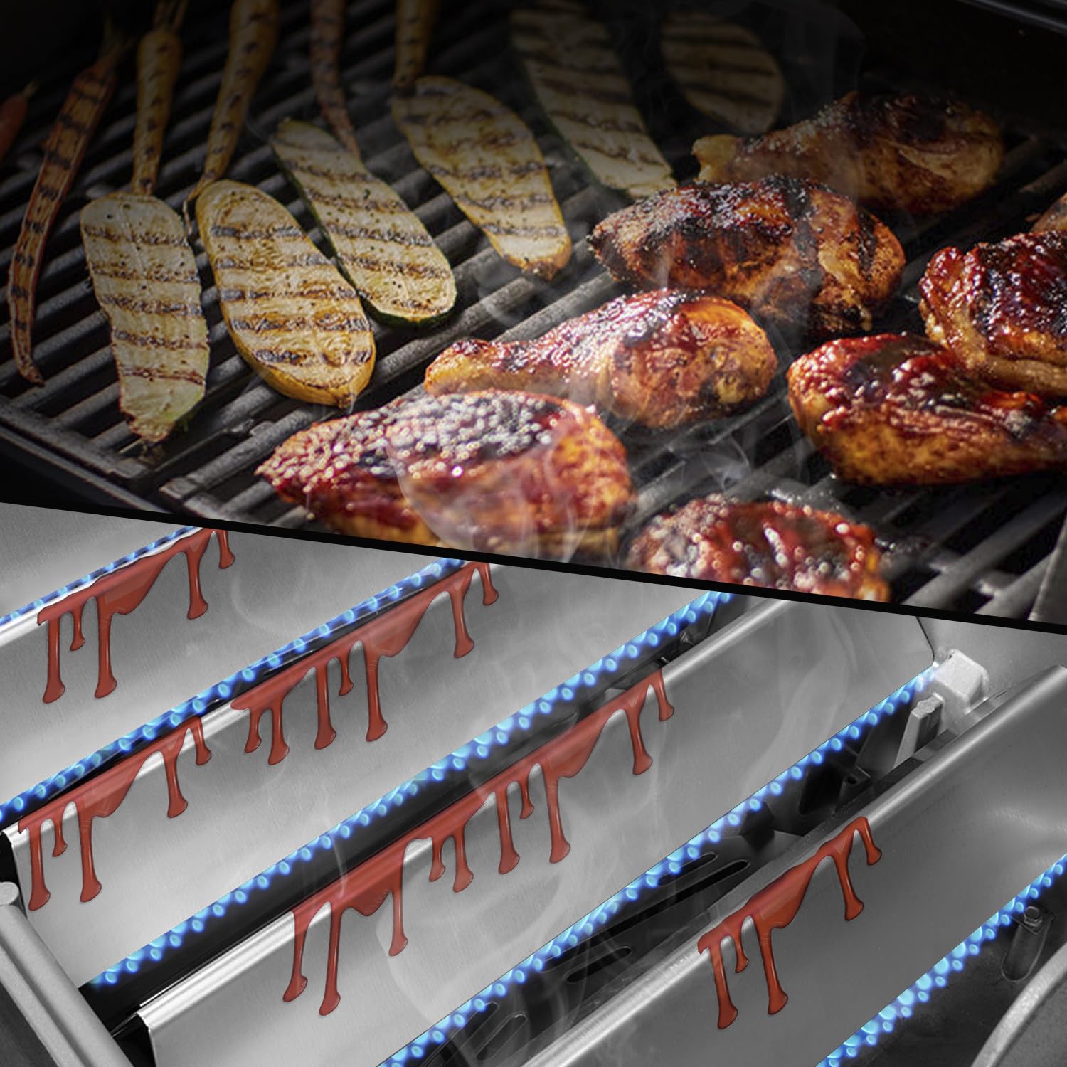 Barras de sabor de acero inoxidable de 38,9 cm para Weber Spirit I & II E/S-310 320 330 Series, 7636 accesorios de placa de calor con paneles de control montados en la parte delantera,