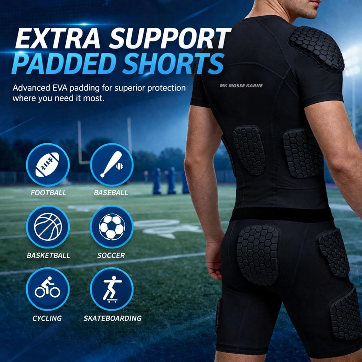 5-Pad Football Girdle for Men Youth Padded Compression Shorts,Hip,Tailbone,Thigh Protector Shorts for Football, Basketball, Rugby,Baseball