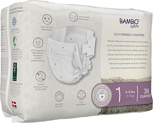 Miniatura 47 de Bambo Nature Pañales hipoalergénicos Dream Baby, pañales sostenibles con etiqueta ecológica de primera calidad, protección mejorada contra fugas,