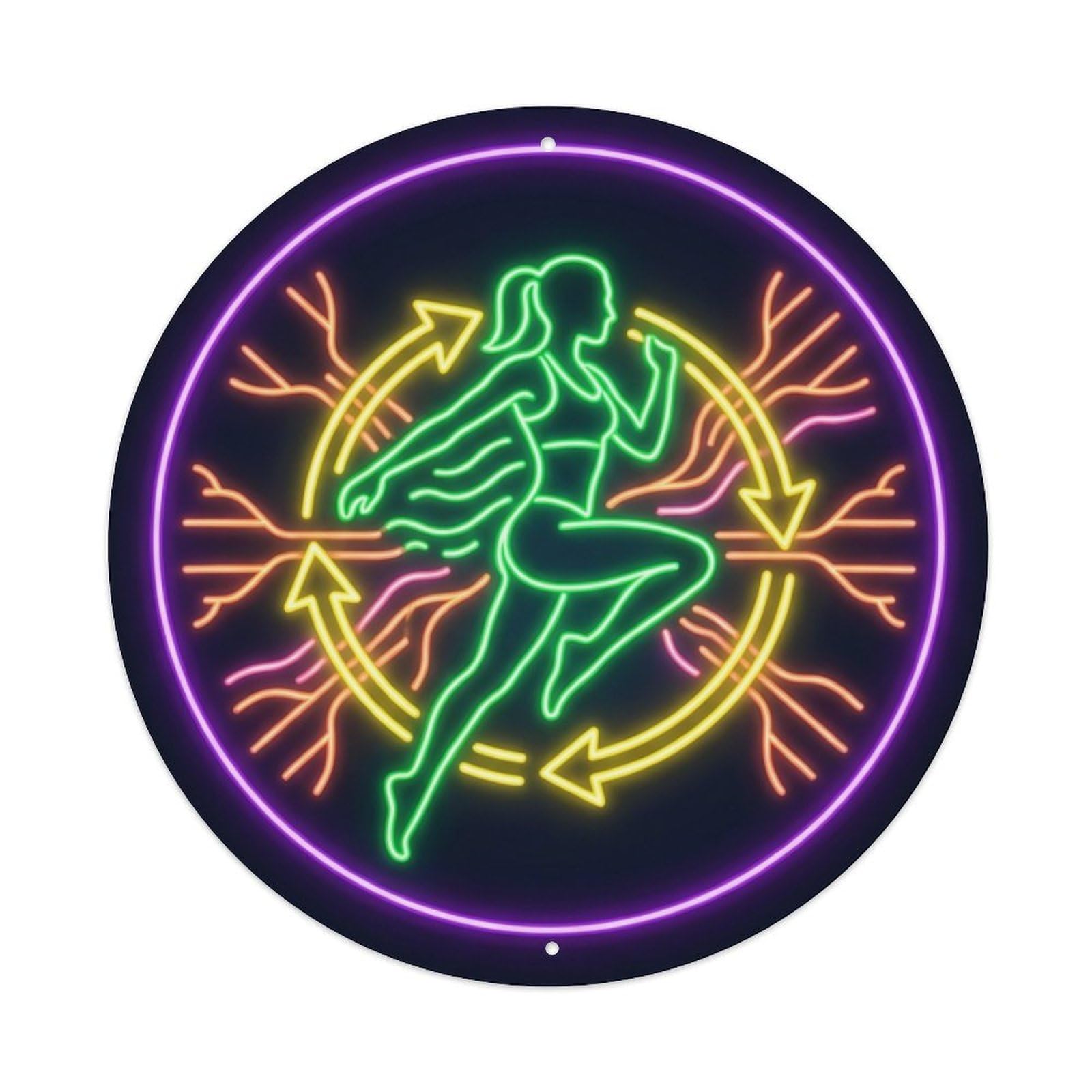 Vintage Faux Neon Gym Retro Bodybuilding Metabolism Metal Tin Sign