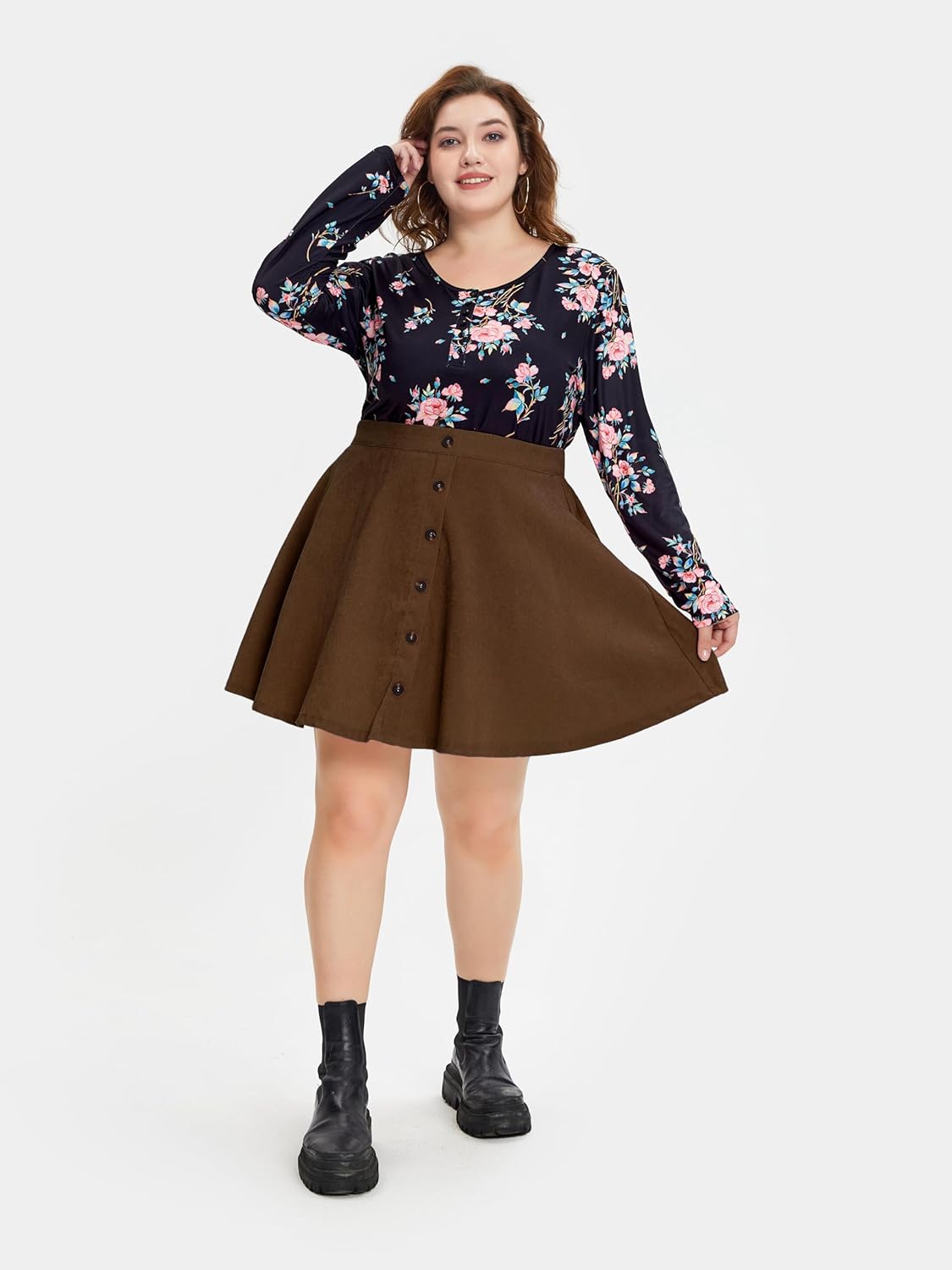 TIYOMI Plus Size Skirts for Curvy Women Basic Versatile Stretchy Elastic Waist Flared Casual A Line Pleated Mini Skirt XL-5XL - Image 3