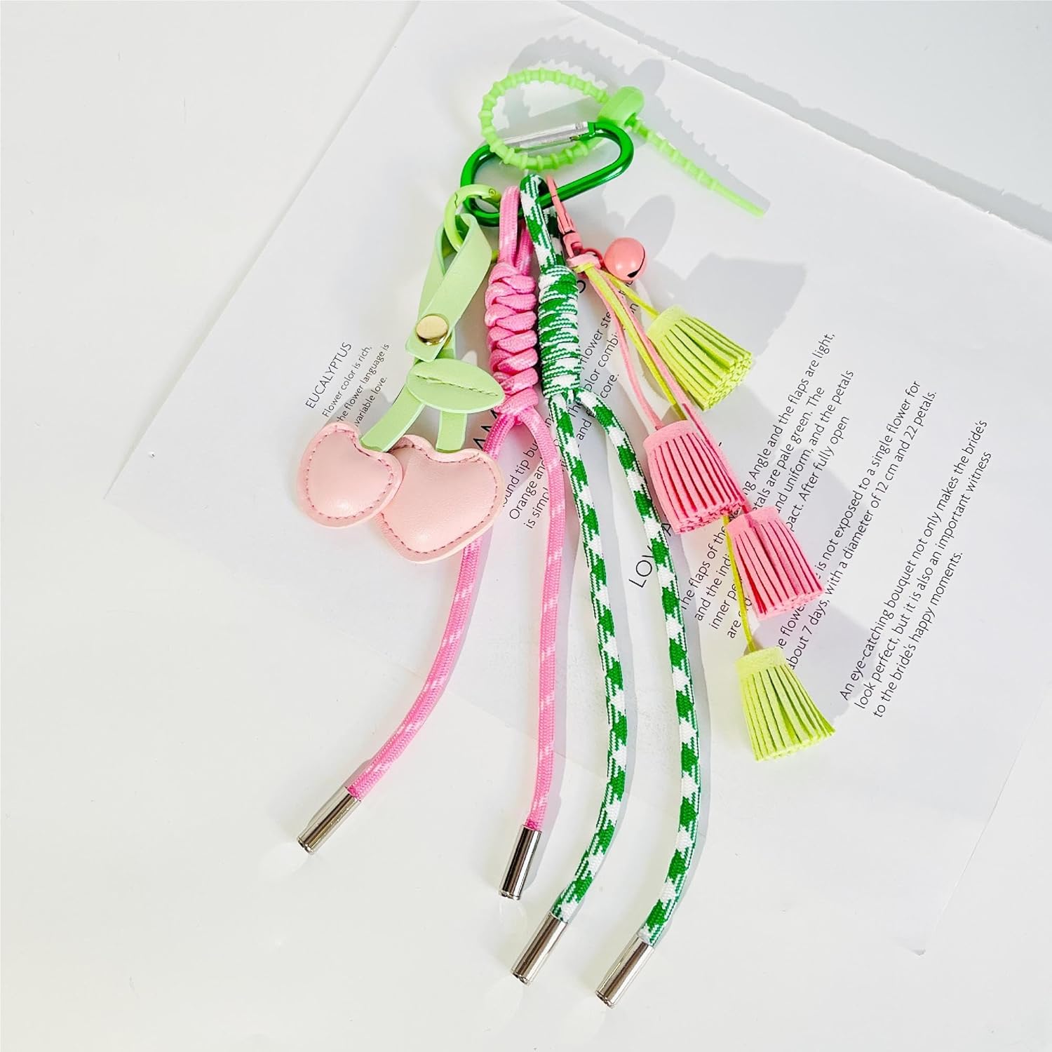 QTMY Cute Cherry Rope Braided Keychain Bag Charms for Handbag Purse Backpack Accessories for Bogg Bag,939 - Image 2