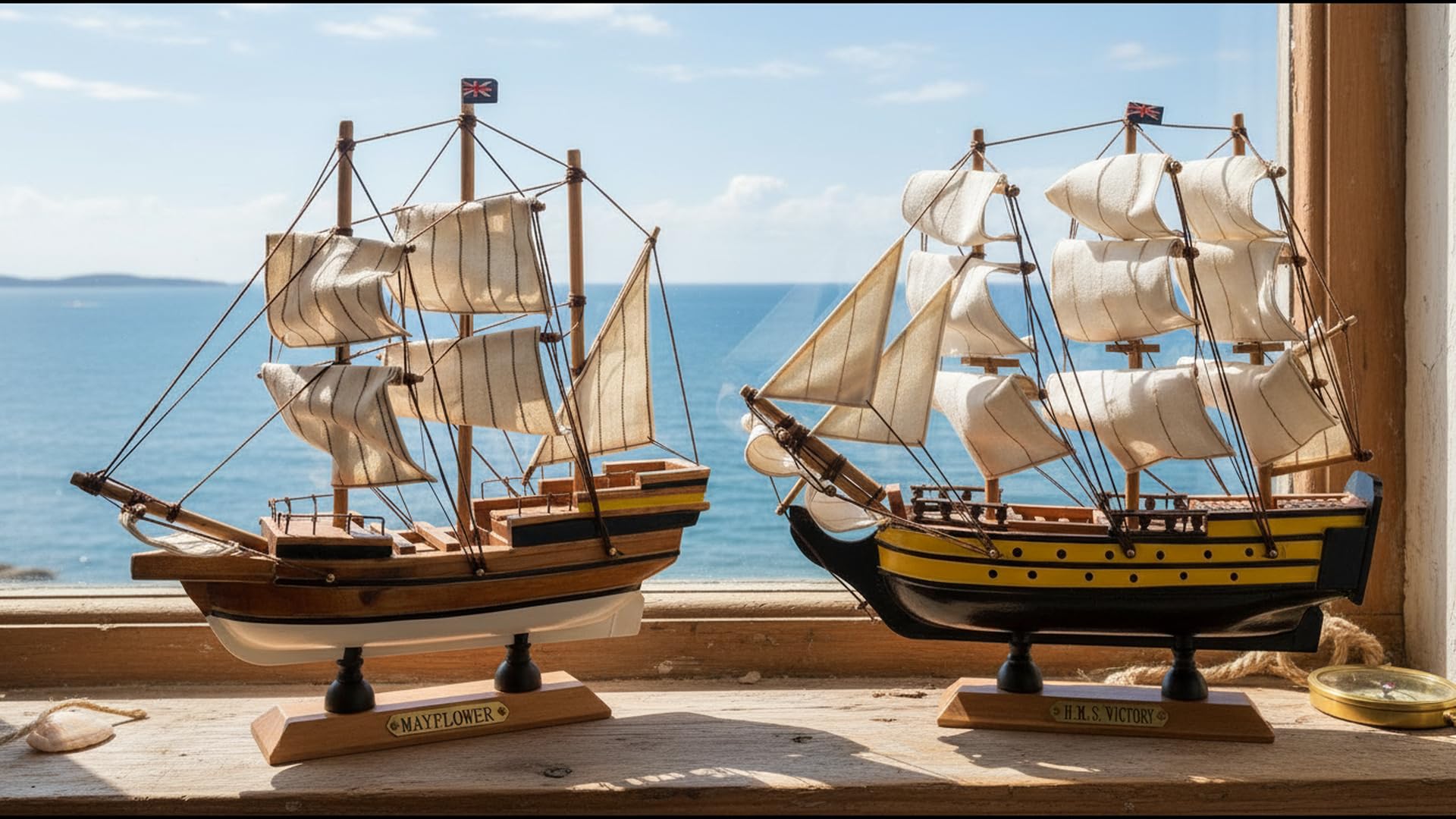 SAILINGSTORY Holzmodell Schiffe Segelschiff Modell Segelboot Dekor Mayflower, Victory 24,1 cm Set von 2 Stück