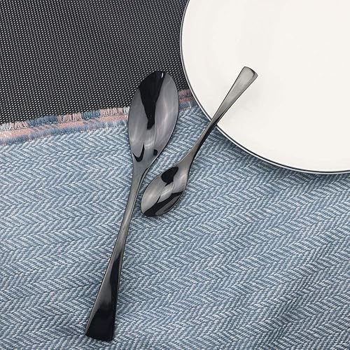 Miniatura 4 de JASHII Juego de cubiertos de cuchara de mesa con acabado brillante, 8 piezas de acero inoxidable pesado, juego de utensilios de cocina para 8,
