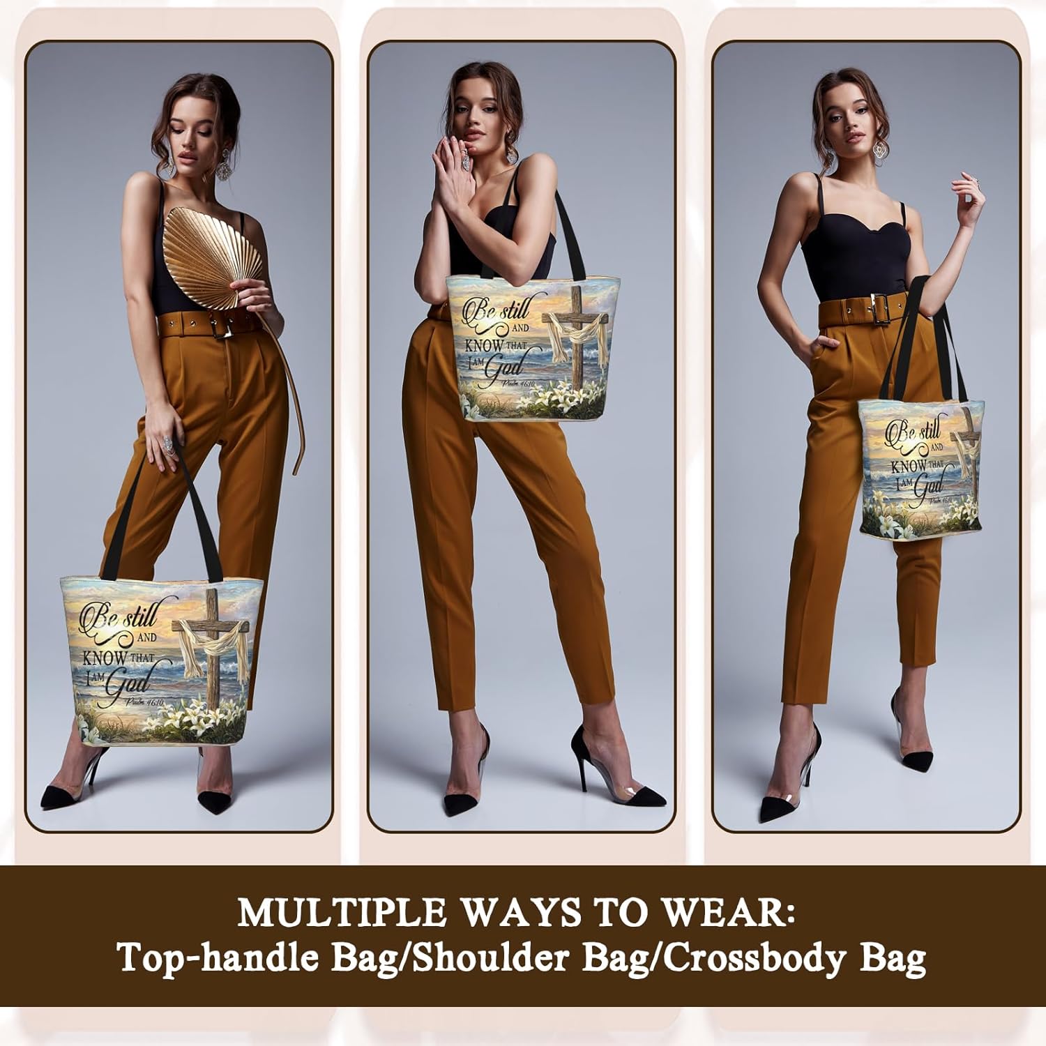 Tote Bag for Women with Zipper, Everyday Carry, Large Capacity Reusable Shopping Bag for Groceries & Travel - Image 2