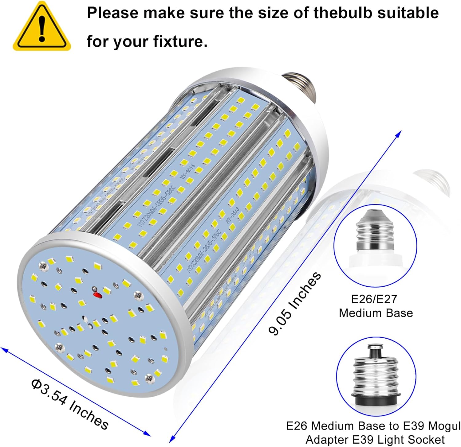 100W LED Corn Light Bulb 2 Pack, 10000 Lumen 5000K Daylight White E26/E39 Led Corn Bulb for Outdoor Indoor Garage Warehouse Factory Workshop