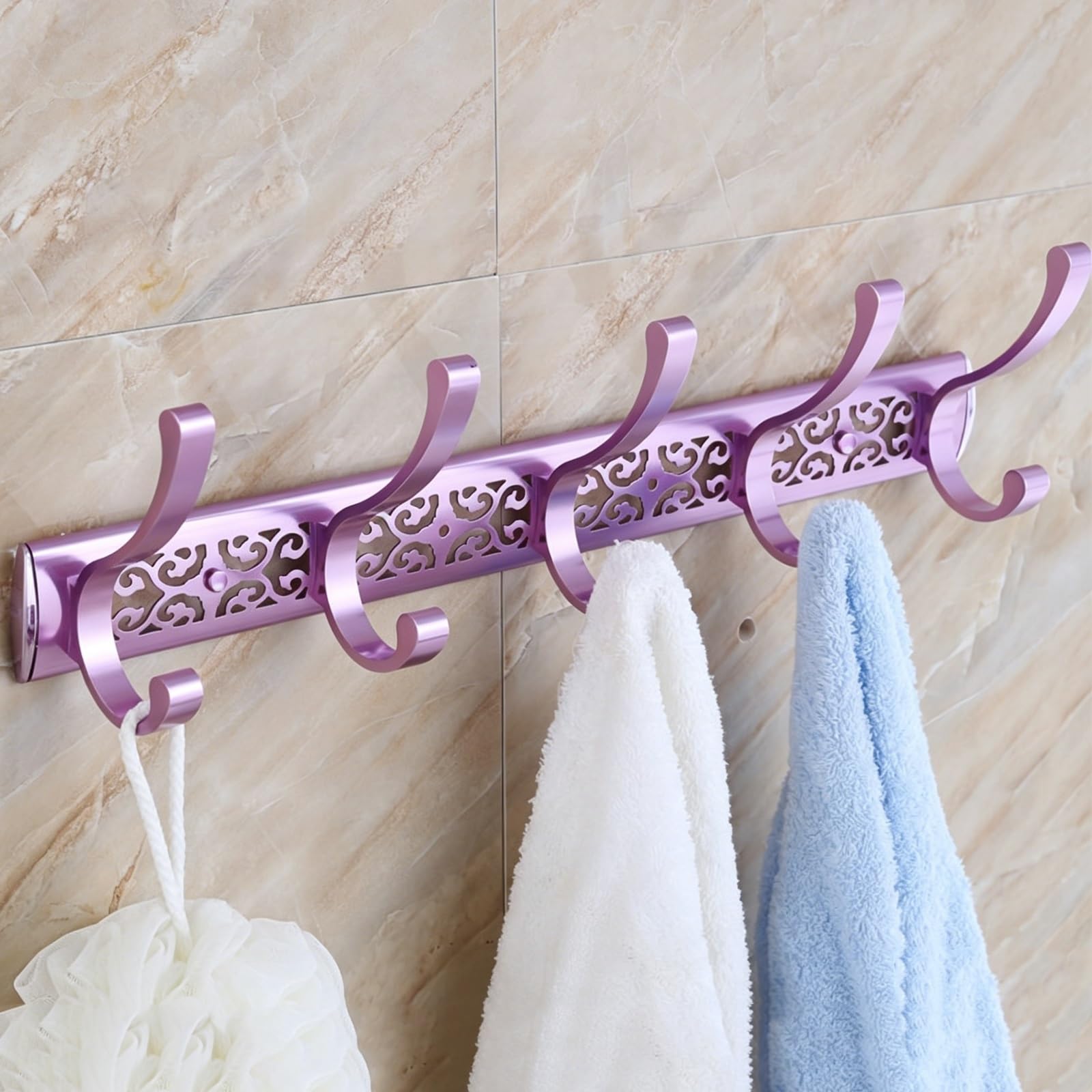Generico Attaccapanni Da Muro Vintage A Vite Con Gancio A C In Metallo | Ganci Decorativi Traforati Per Collane, Zaini, Cappelli, Tazze Da Caffè, Borse E Guinzagli Per Cani(Grape,5-hook)
