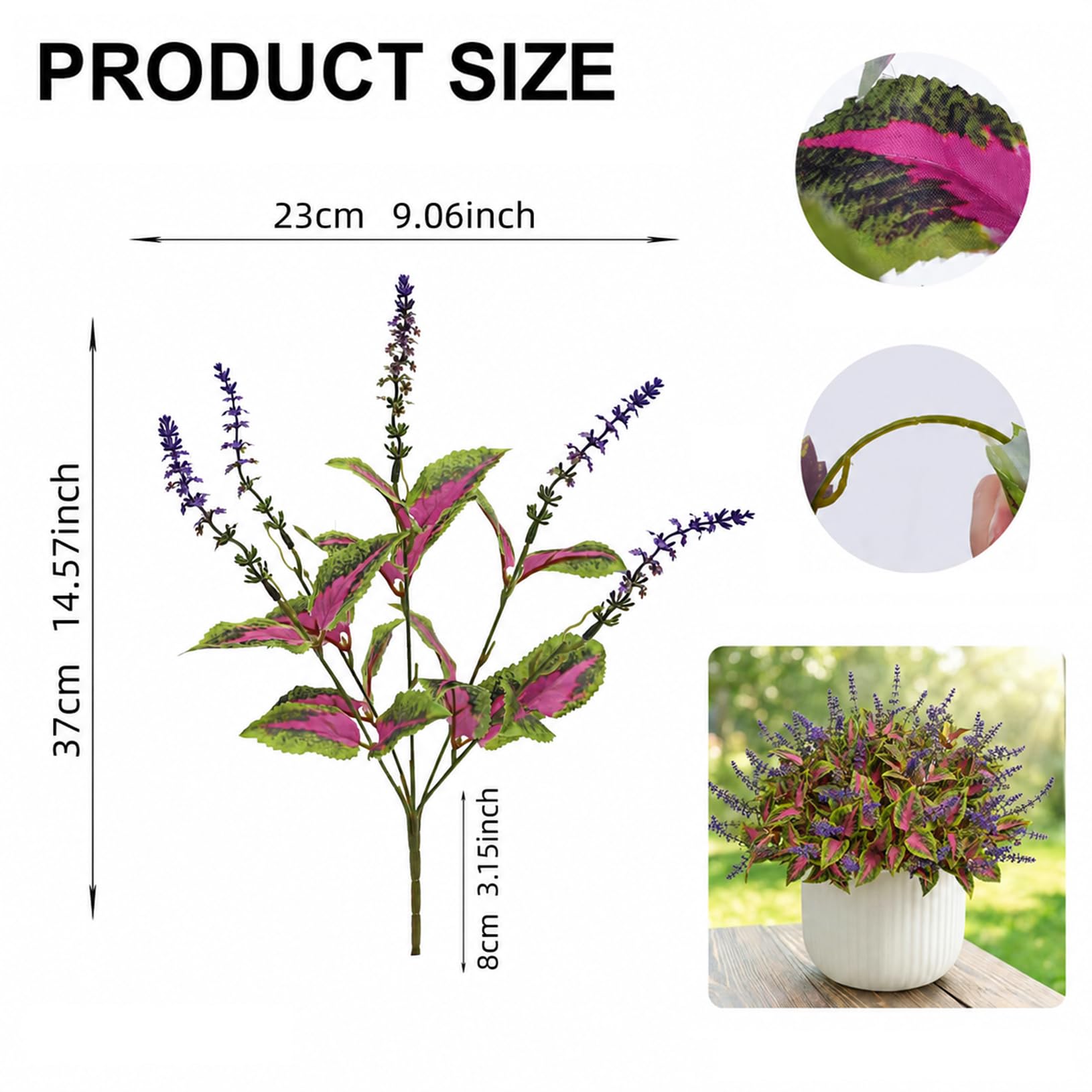 20 Paczek Sztucznych Roślin Na Balkon Sztuczne Kwiaty Do Wewnątrz I Na Zewnątrz Dekoracyjne Sztuczne Rośliny Do Sypialni Biura I Dekoracji Domu Purple,One Size