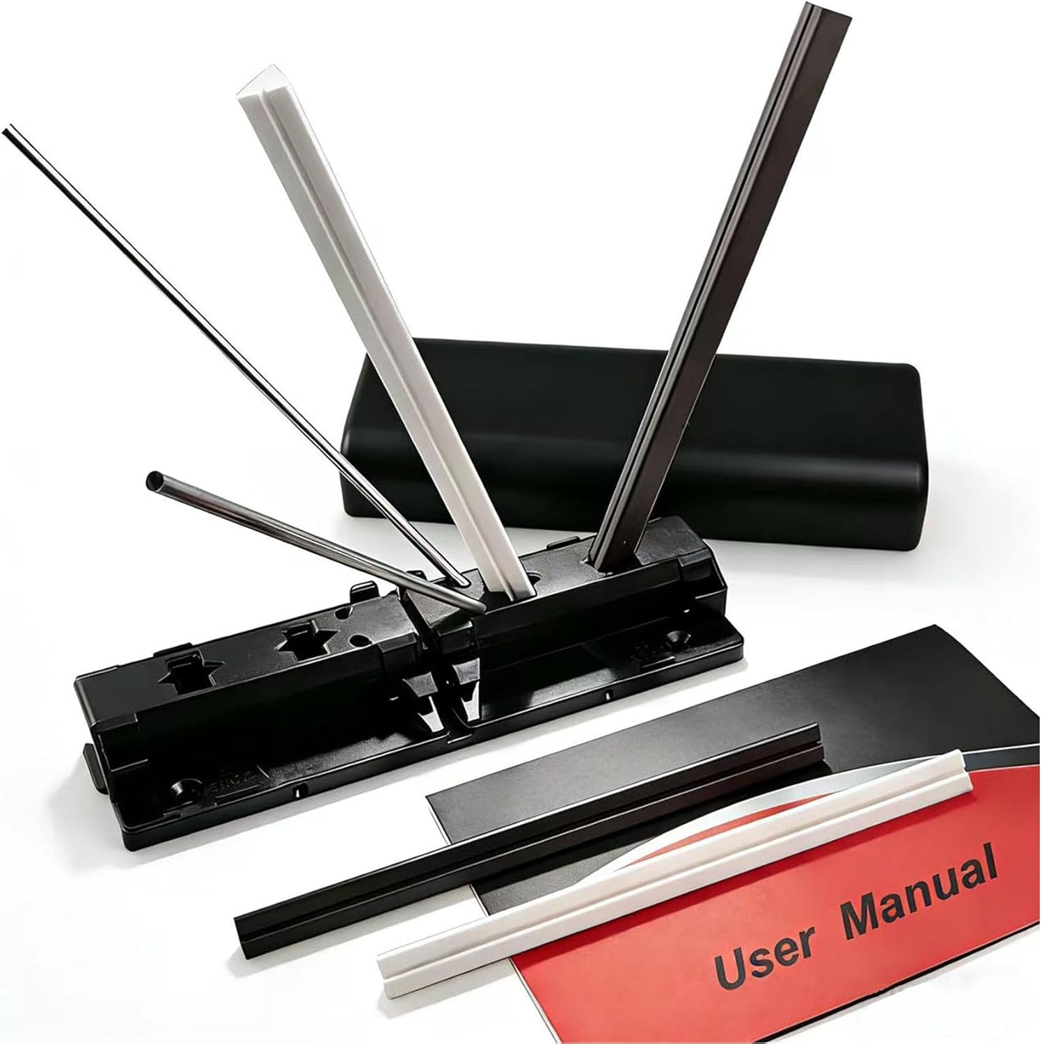 Tri-Angle Knife Sharpener, Premium Set with 2 Alumina Ceramic Stones, Portable Knives Sharpening System for Kitchen & Outdoor Knifes, Quick Sharpeners, Polishing