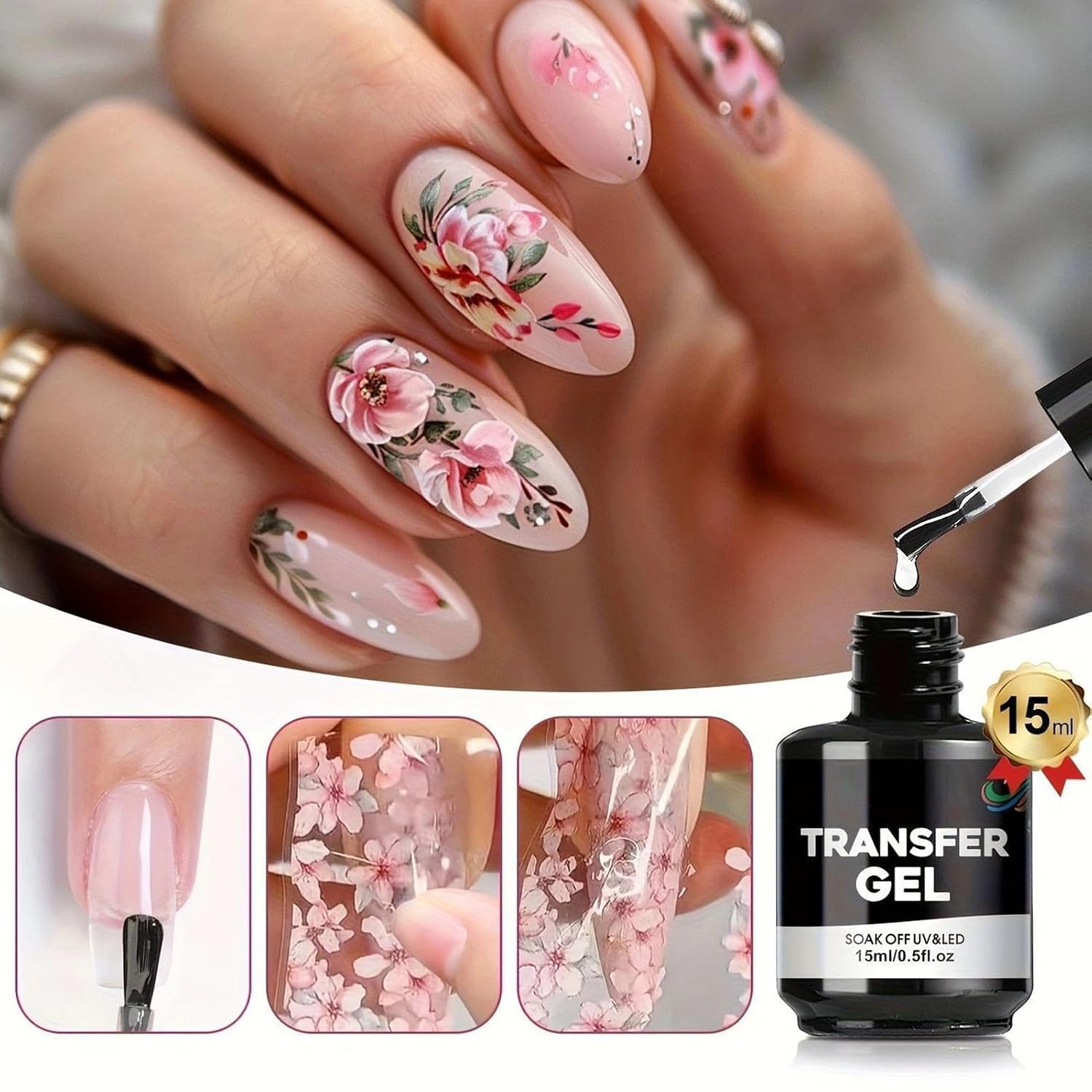 Nail Transfer Gel, Strong Adhesion Adhesive, Foil Sticker with Smooth Bond, Manicure Tool with Clear Finish, 1pieces Beauty Supply, DIY Solution for Salon Use Party Style