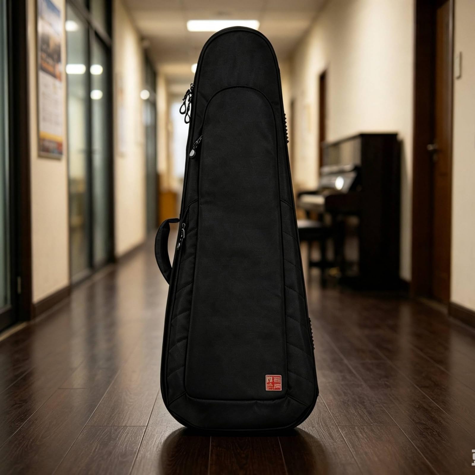 Industrial Carry Case Borsa Doppia Chitarra Elettrica Custodia Trasporto con Ruote Struttura Robusta Interno Antigraffio Maniglia E Spallacci Tasche, Array, Grigio