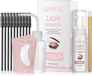 Eyelash Extension Shampoo Kit Oil Free Formula,SUNSENT Eyelash Extension Cleanser,Eye Makeup Remover/Primer for Home & Sal...